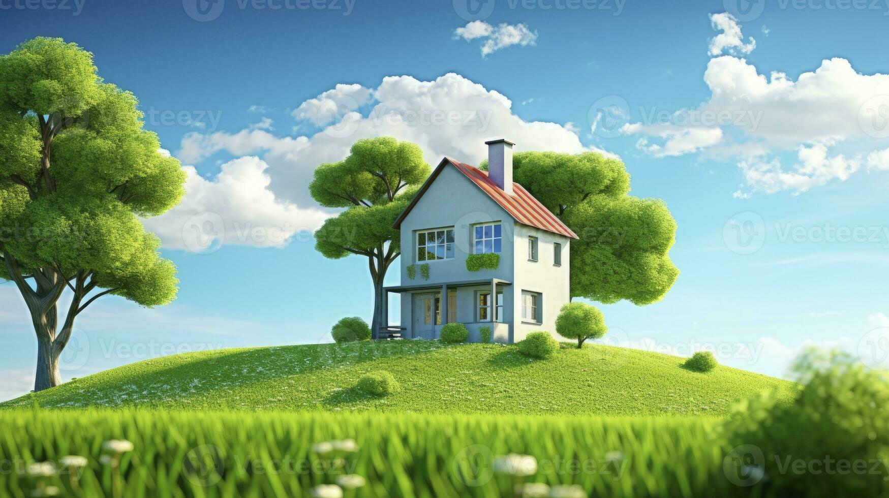 AI generated Green and environmentally friendly housing concept. AI Generated photo