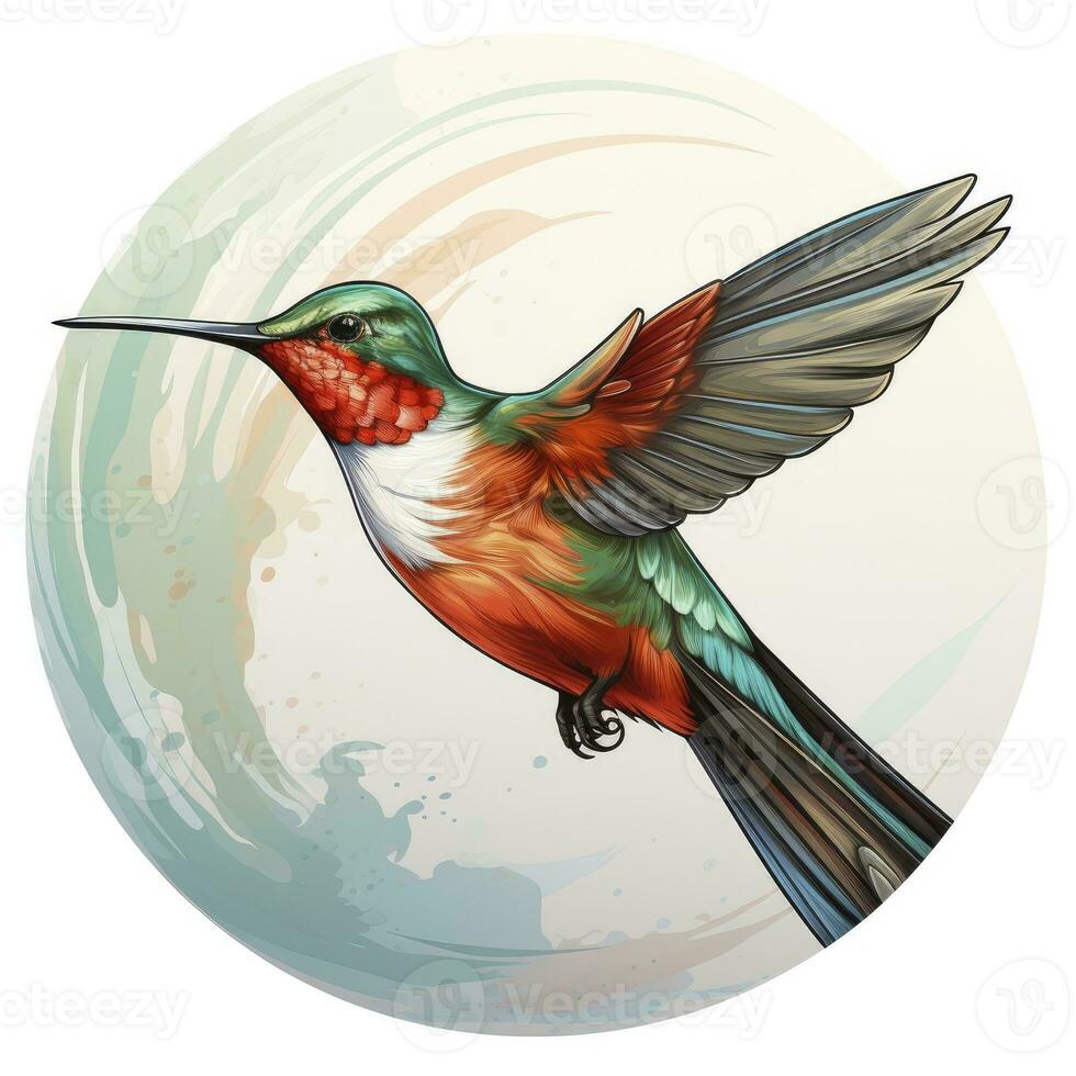 AI generated Hummingbird clipart on white background. AI Generated photo