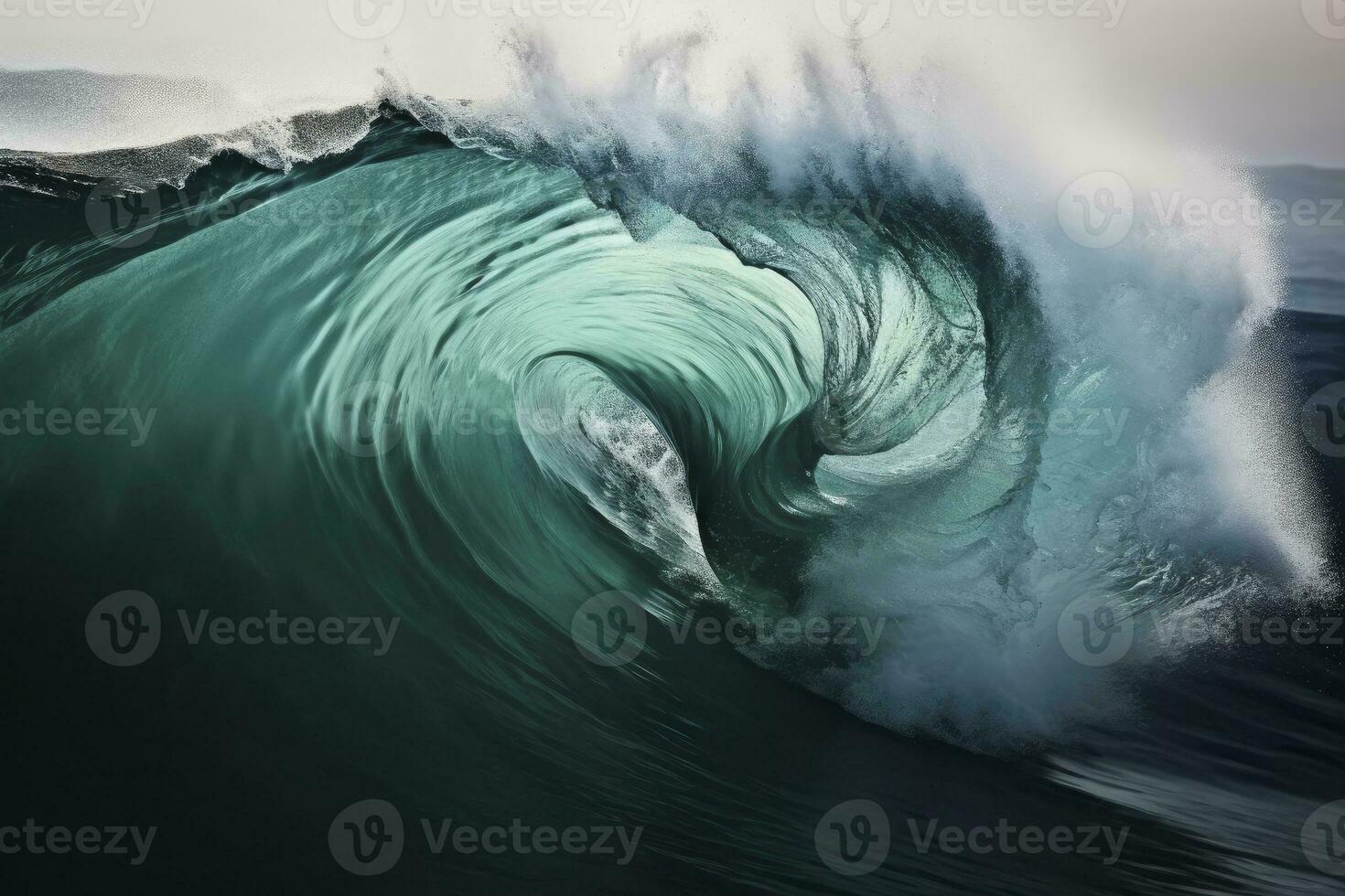 AI generated Extreme close up of thrashing emerald ocean waves. AI Generated photo