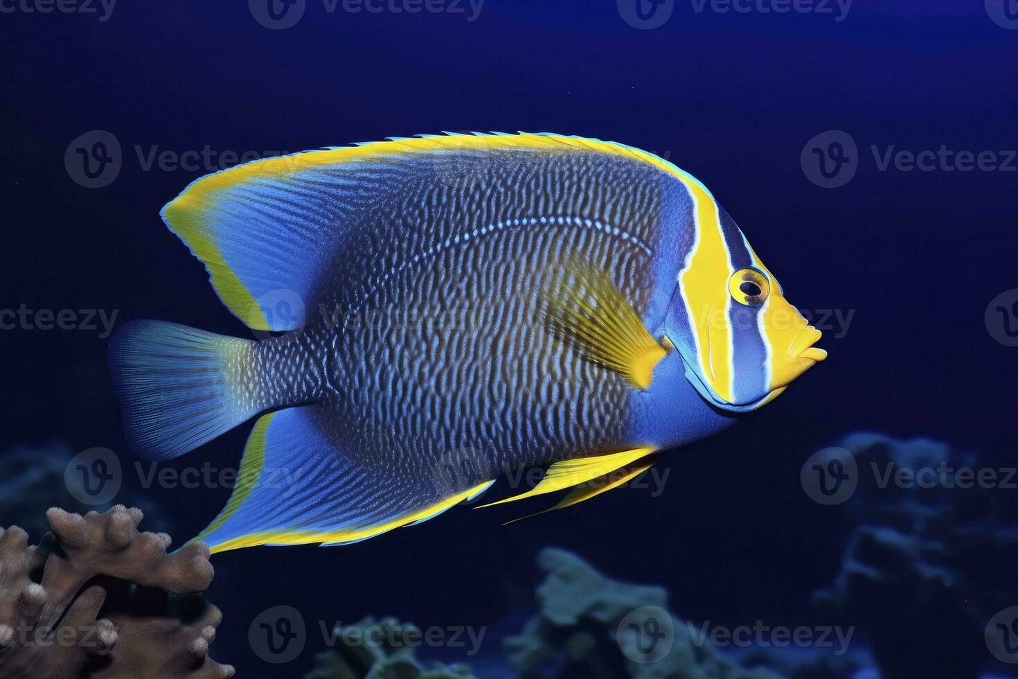 AI generated Beautiful angelfish in the ocean. AI Generated photo