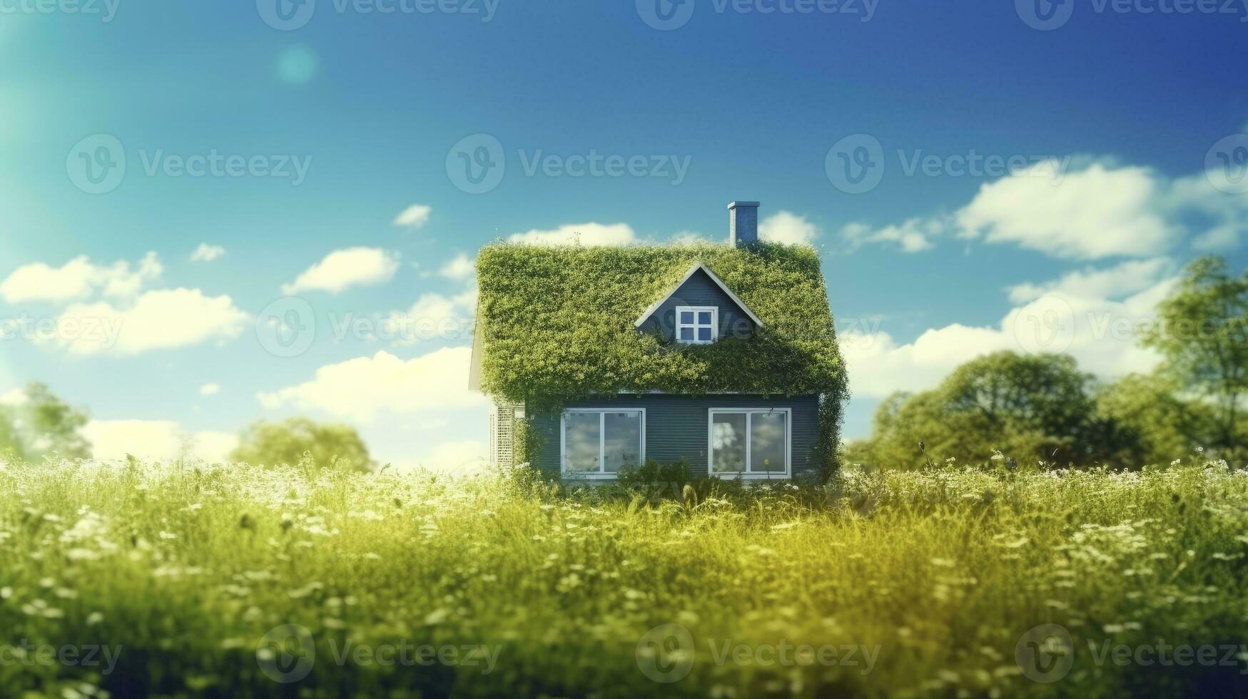 AI generated Green and environmentally friendly housing concept. AI Generated photo