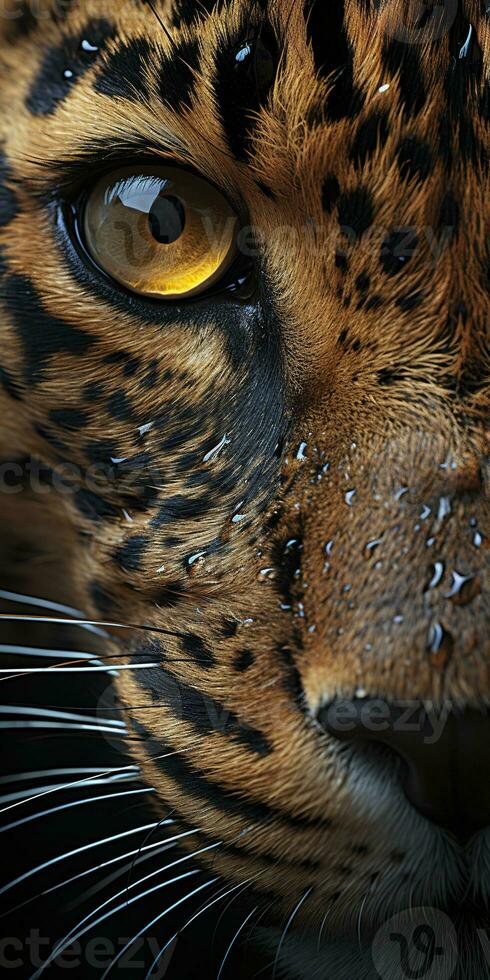 AI generated Leopard macro photography. AI Generated photo