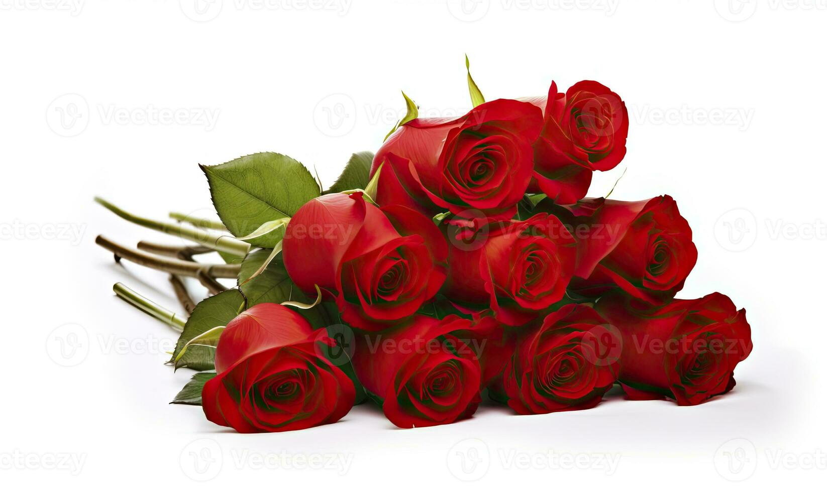 AI generated Red rose bouquet isolated on white background. AI Generated photo