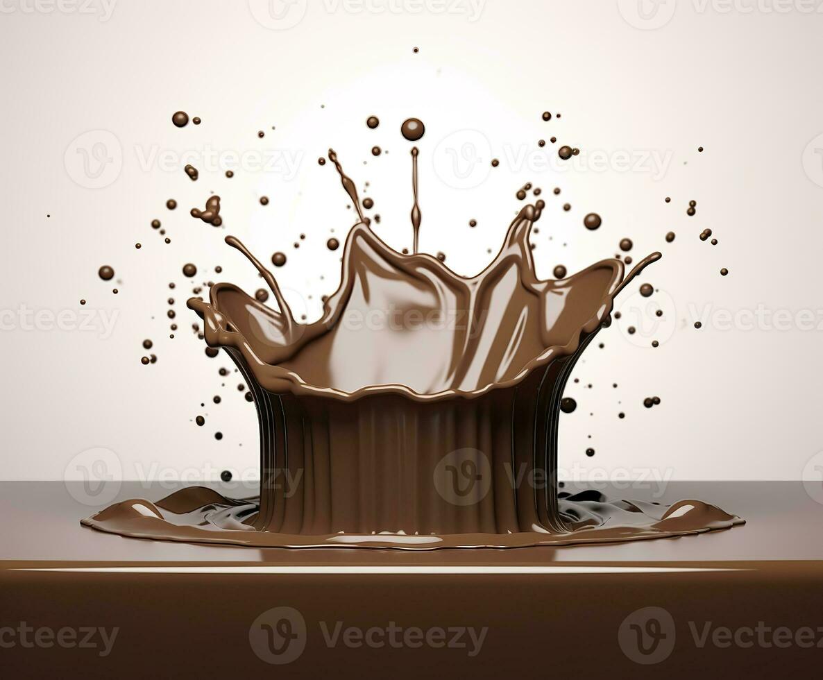 AI generated Chocolate splash with a podium, mockup background for milk product display, 3d. Generative AI photo