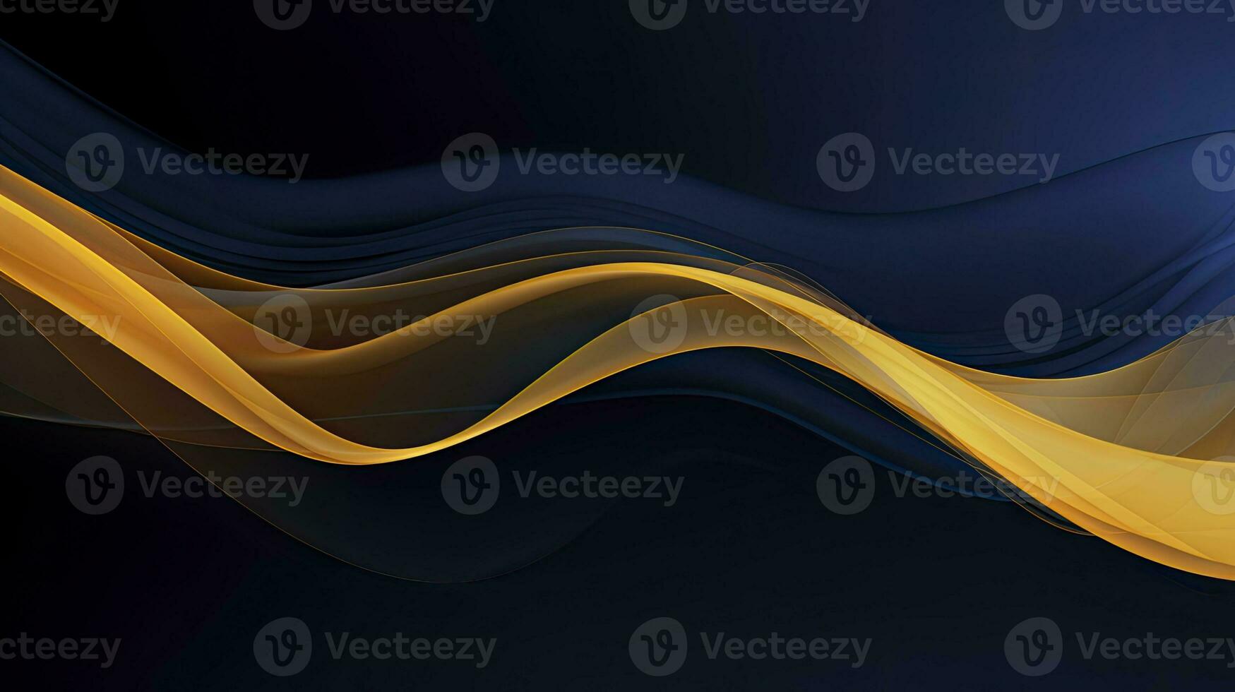 AI generated Gold and navy blue waves abstract. AI Generated. photo