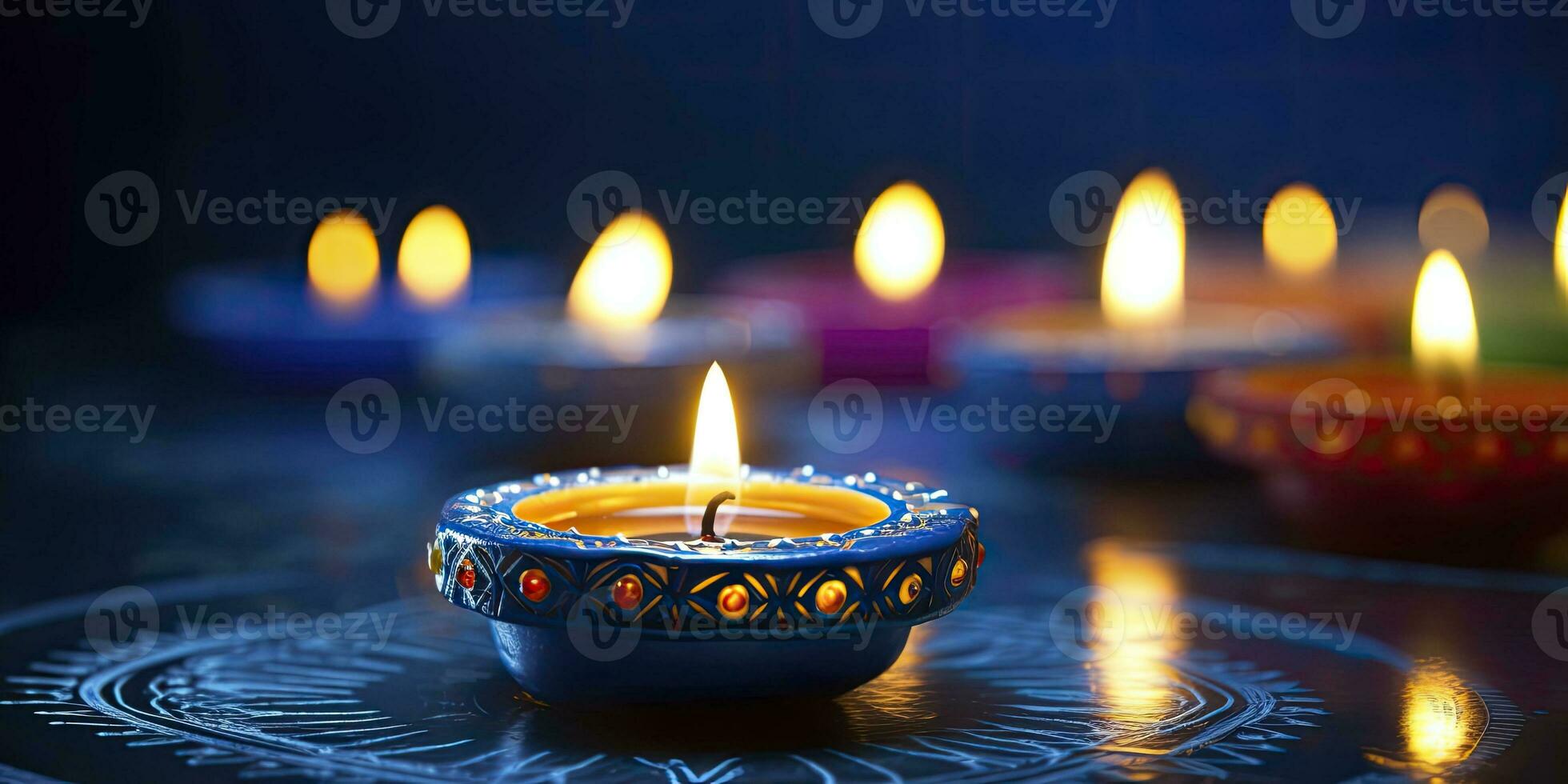 AI generated Happy Diwali. Diya oil lamps were lit during the celebration. AI Generated photo