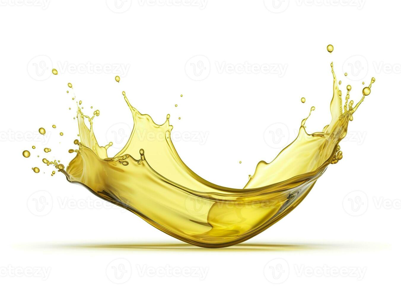 AI generated Olive or engine oil splash, cosmetic serum liquid isolated on white background. Generative AI photo