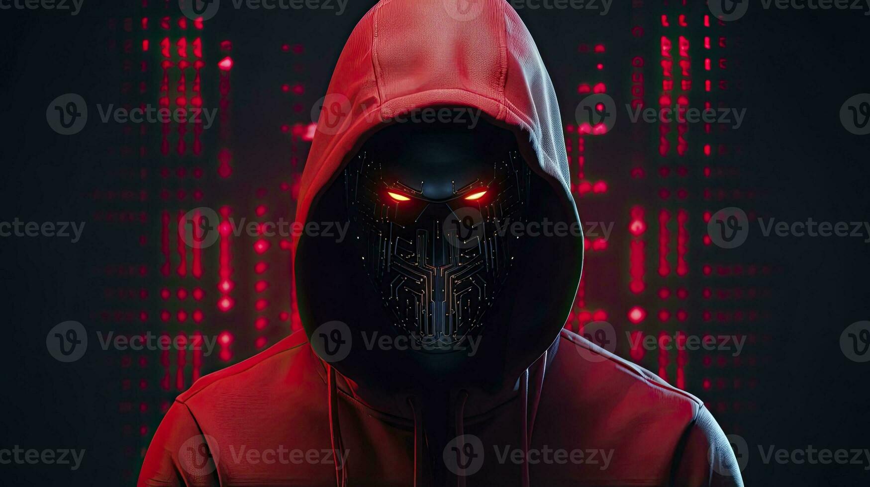 AI generated Binary Intrigue. Anonymous robotic hacker. Concept of hacking. AI Generated photo