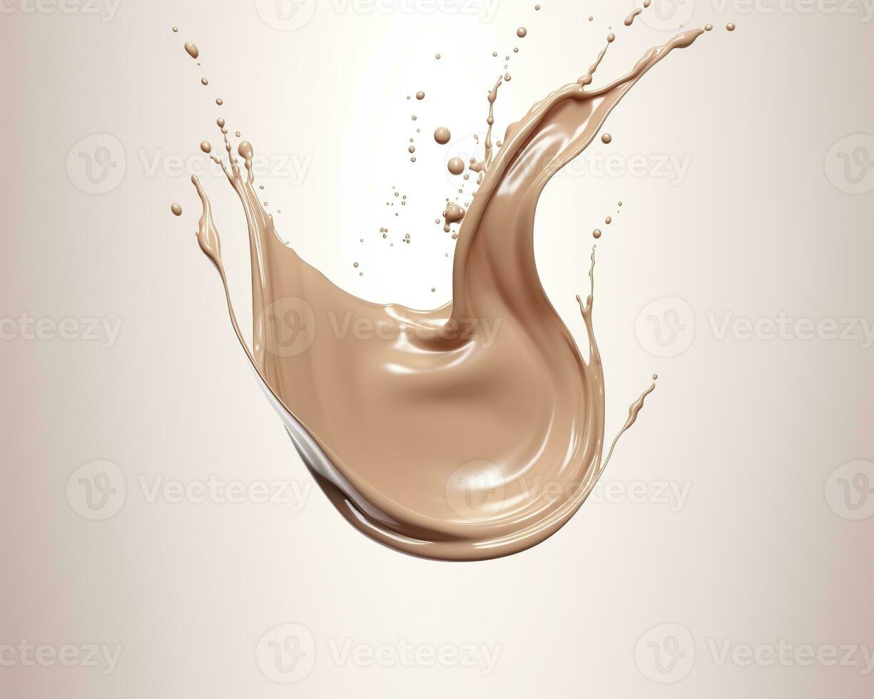 AI generated Liquid foundation splash element, fluid cosmetic cream 3d rendering. AI Generated photo