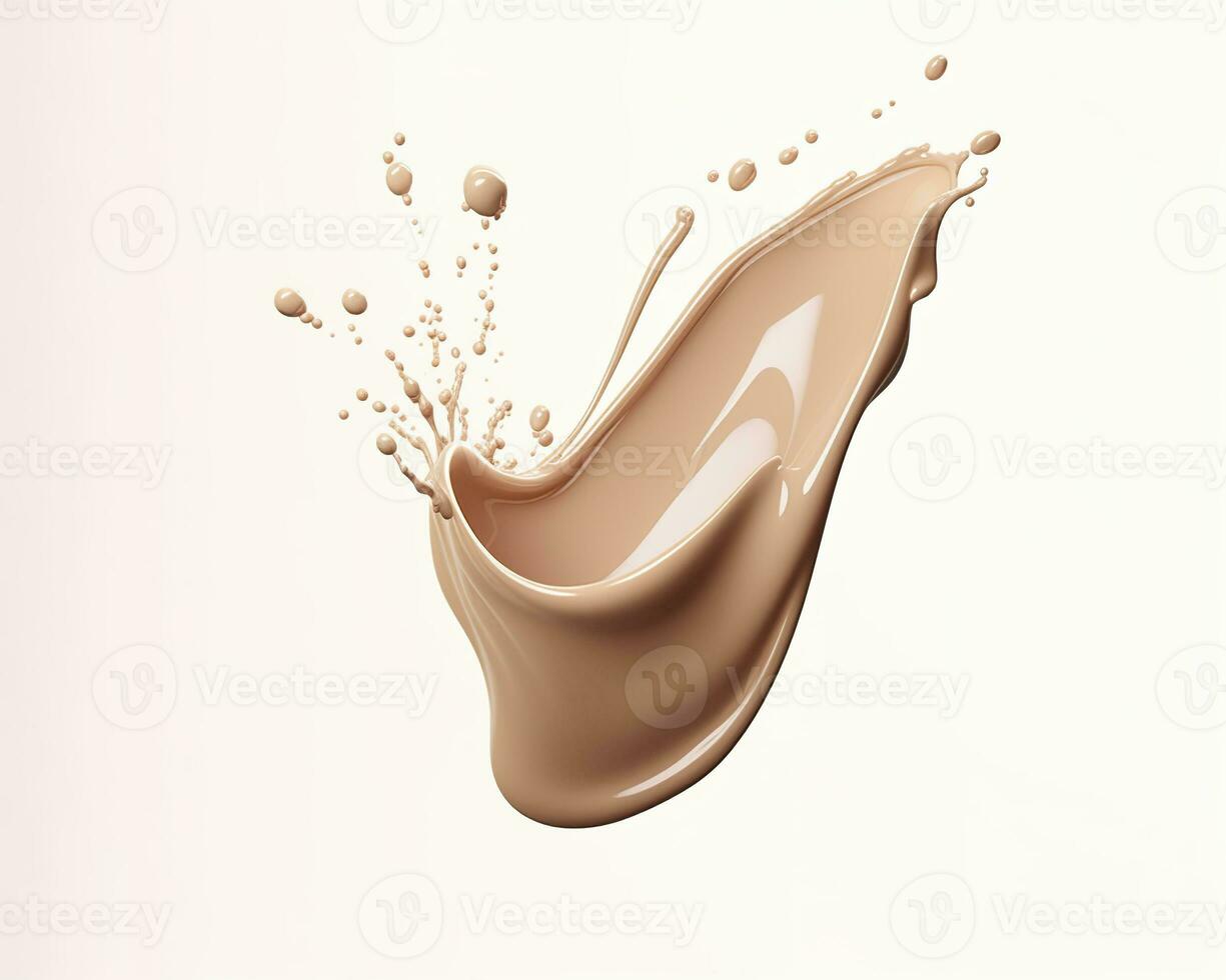 AI generated Liquid foundation splash element, fluid cosmetic cream 3d rendering. AI Generated photo