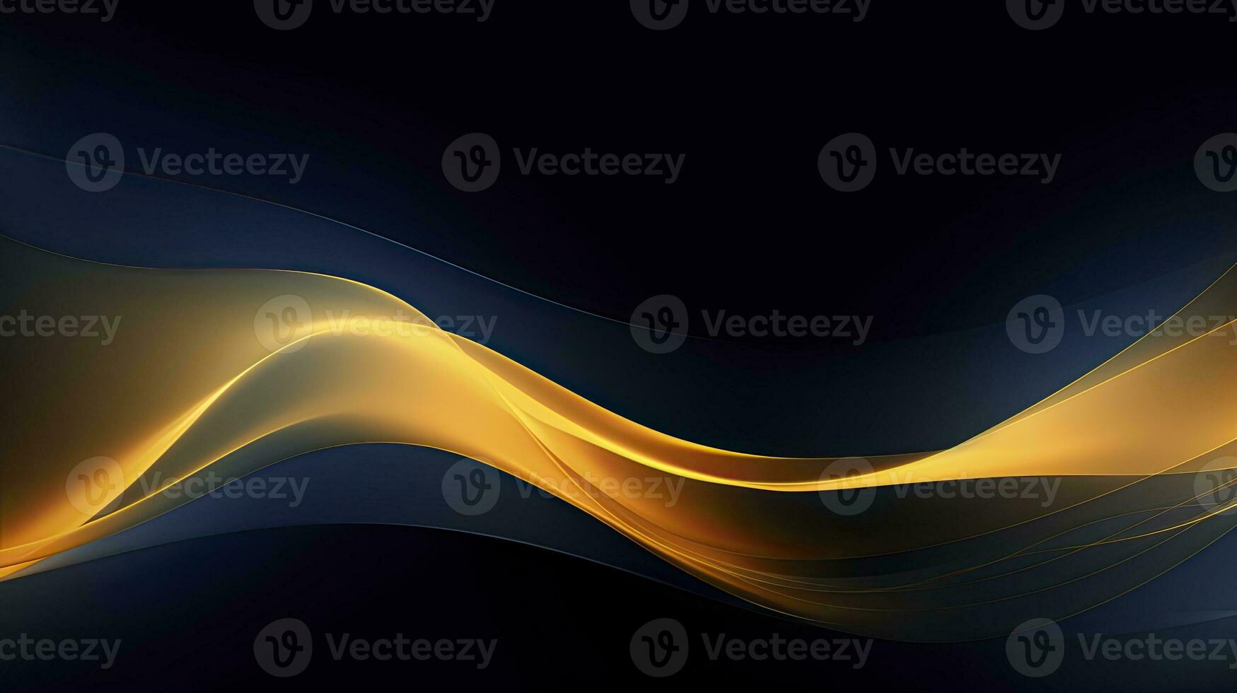 AI generated Gold and navy blue waves abstract. AI Generated. photo