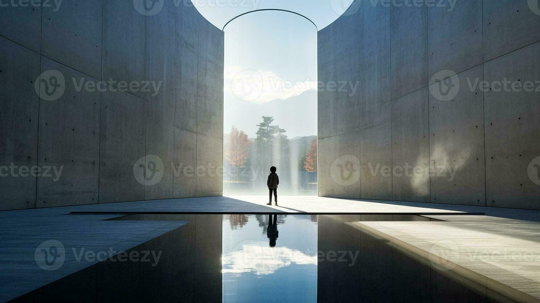 AI generated Person Standing in Hallway photo