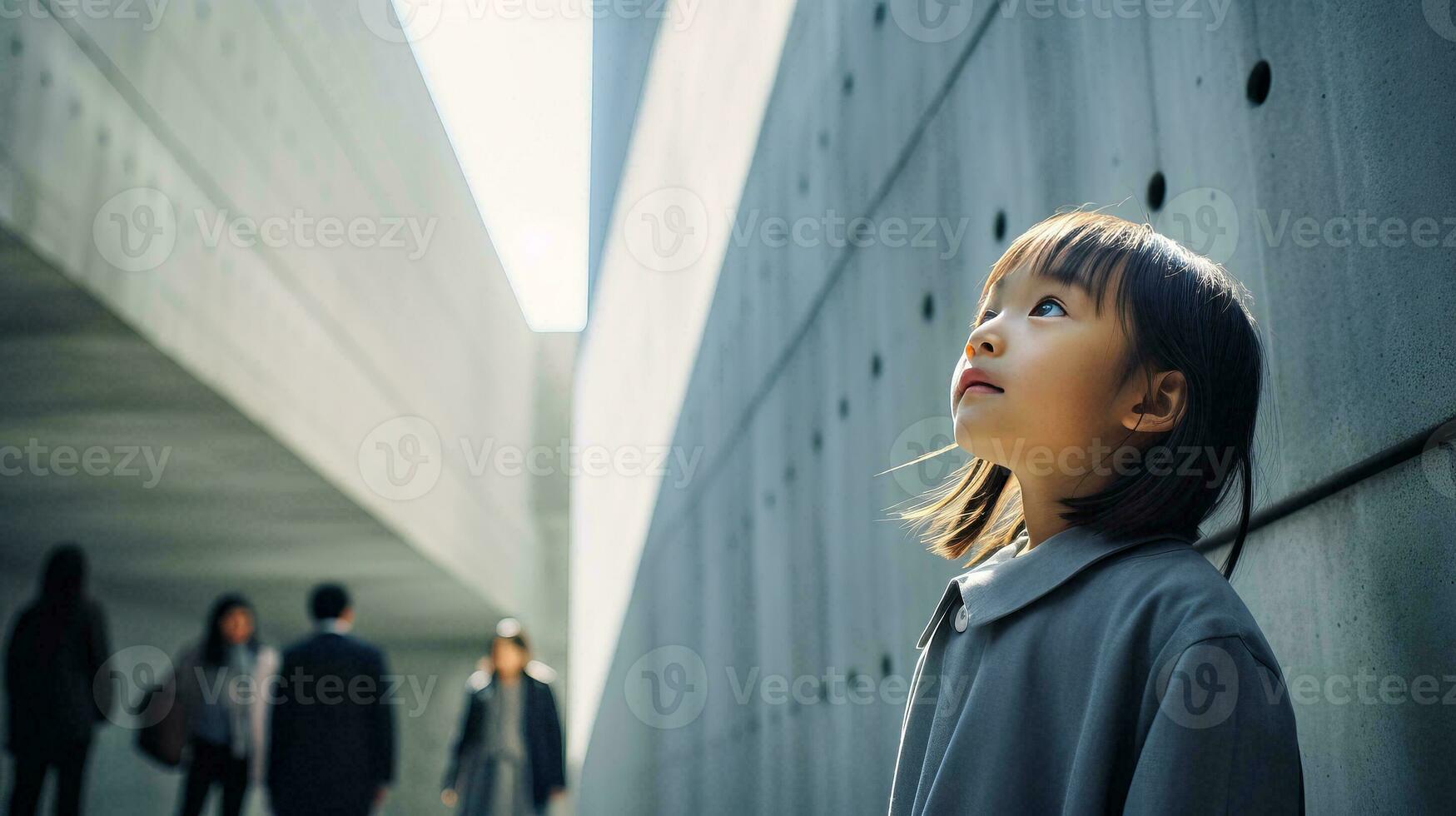 AI generated Little Girl Posed in Front of a Wall photo