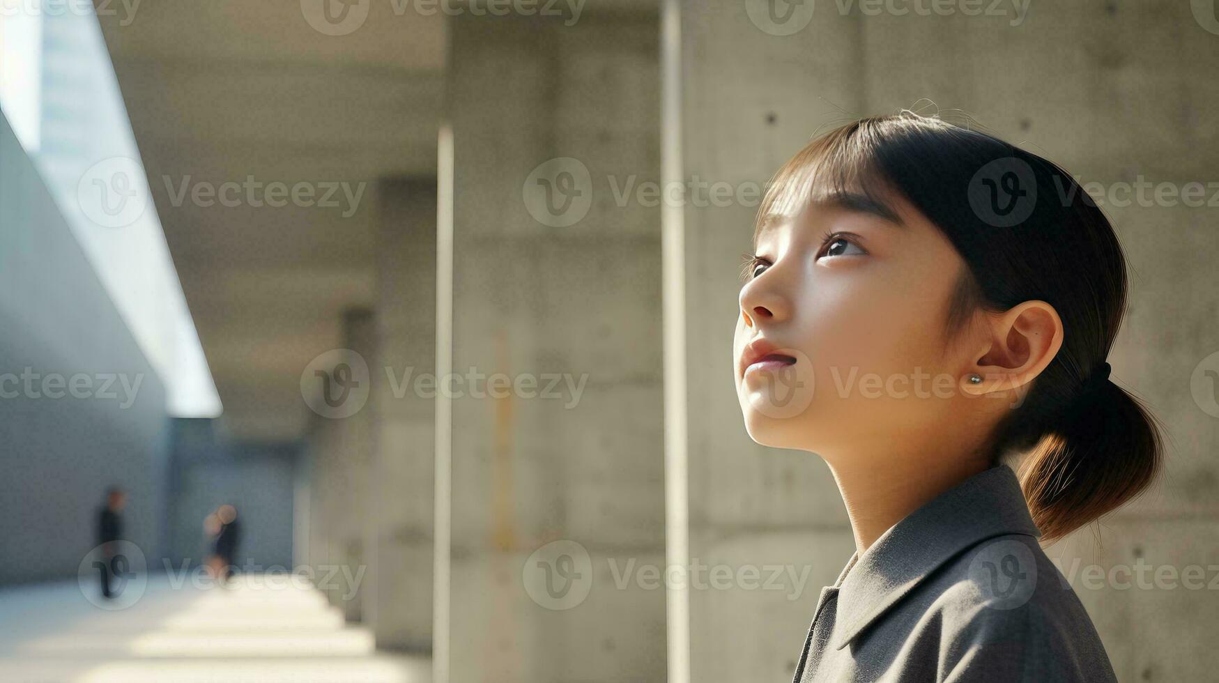 AI generated Woman Posing in Front of Urban Architecture photo