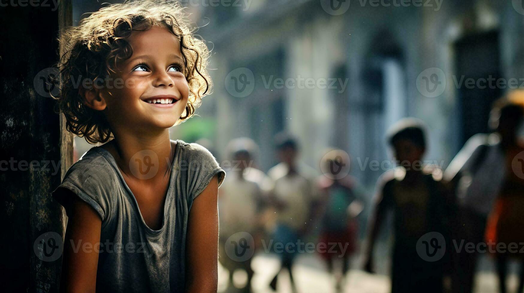 AI generated Little Girl Standing in Front of a Group of People photo