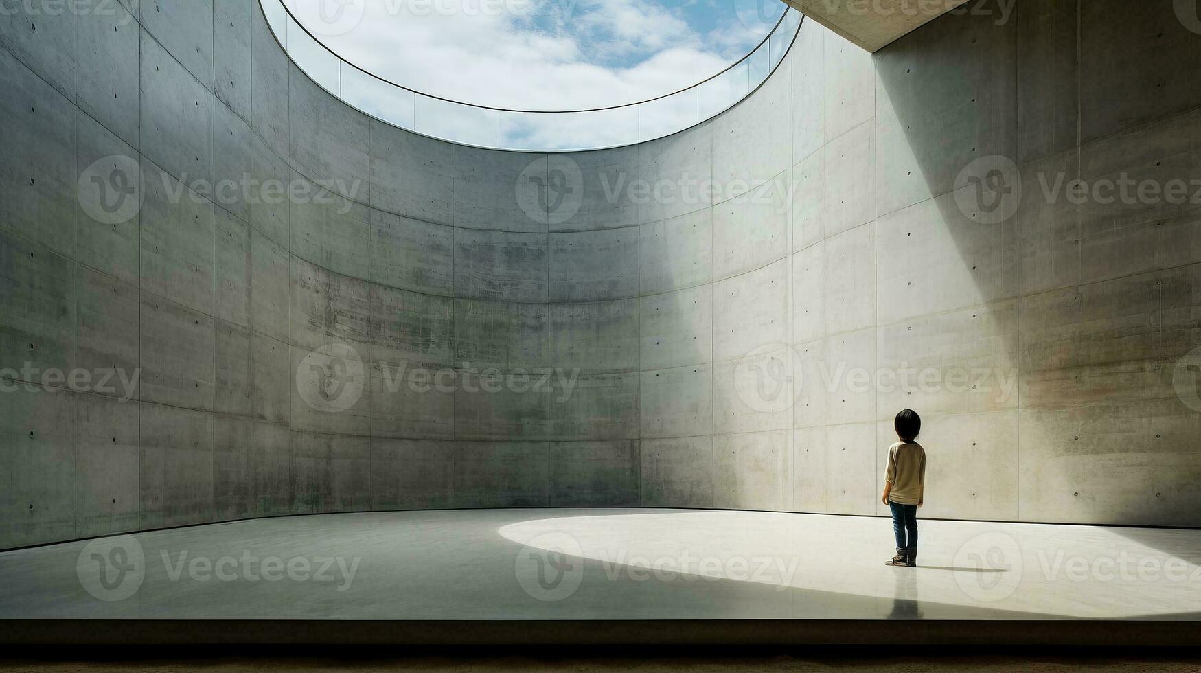 AI generated A Person Standing in a Room with a Skylight photo