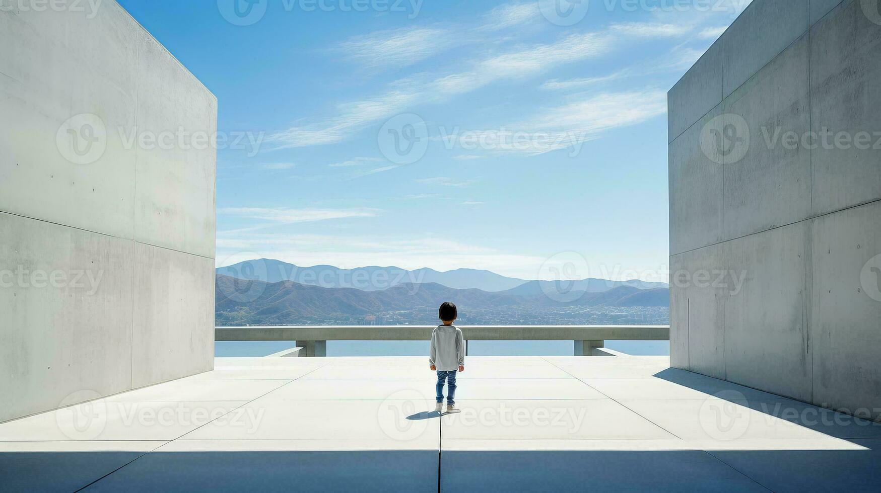 AI generated Empty Room and Majestic Mountains photo