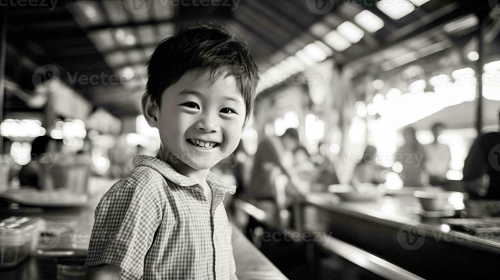 AI generated Young Boy Standing in Front of a Counter photo