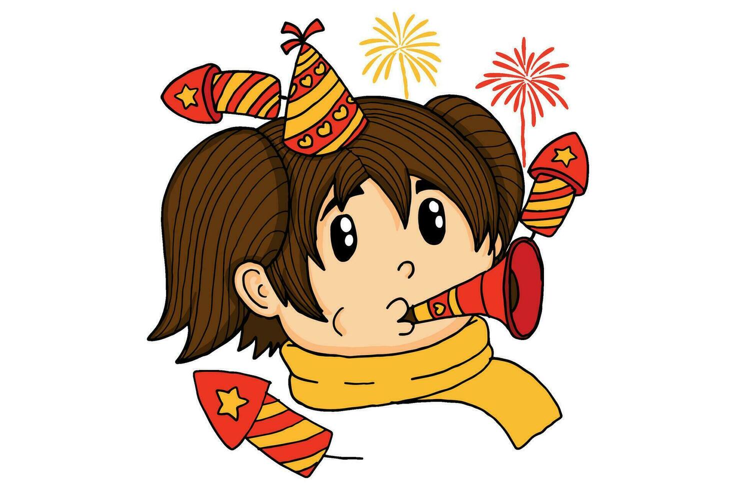 niña celebrando nuevo año sublimación vector