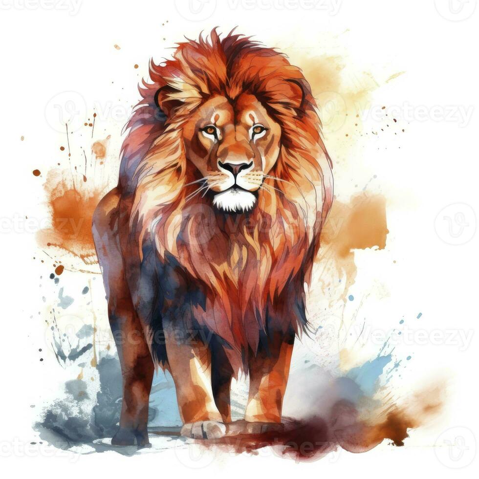AI generated Watercolor Lion on a white background. For T-shirt Design. AI Generated photo