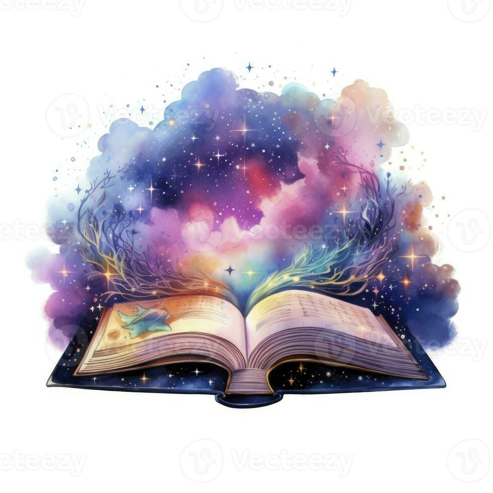 ai generado galaxia celestial fantasía libro acuarela para camiseta diseño. ai generado foto