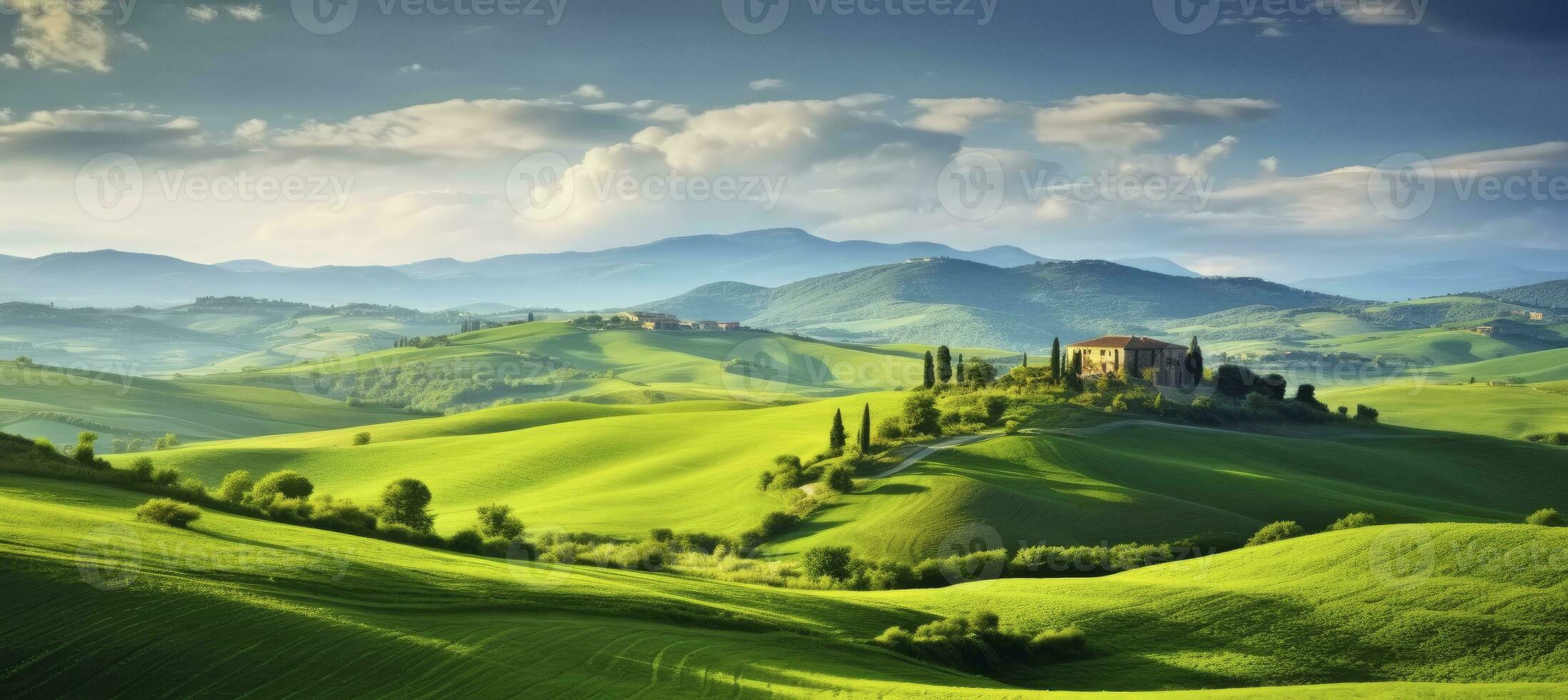 AI generated Green hills . AI Generated photo