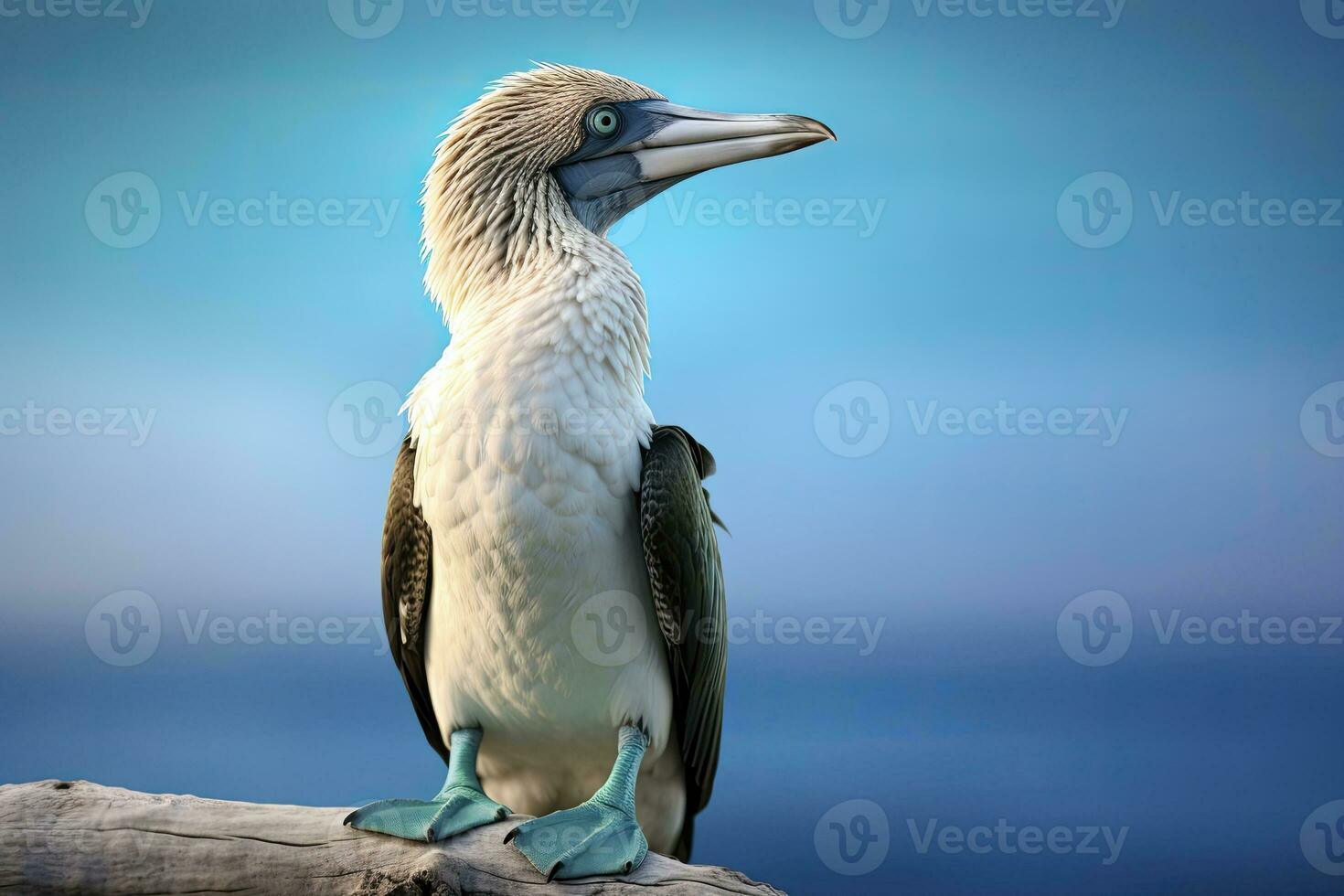 ai generado el raro patas azules bobo descansa en el playa. ai generado foto