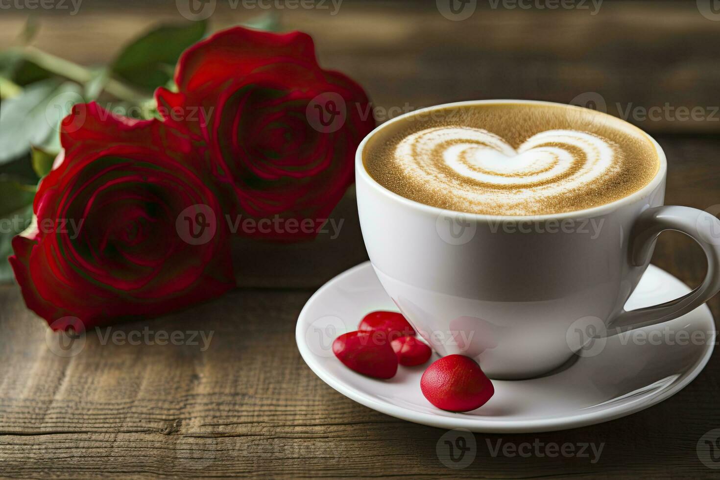 AI generated Valentine's Day Coffee. AI Generated photo