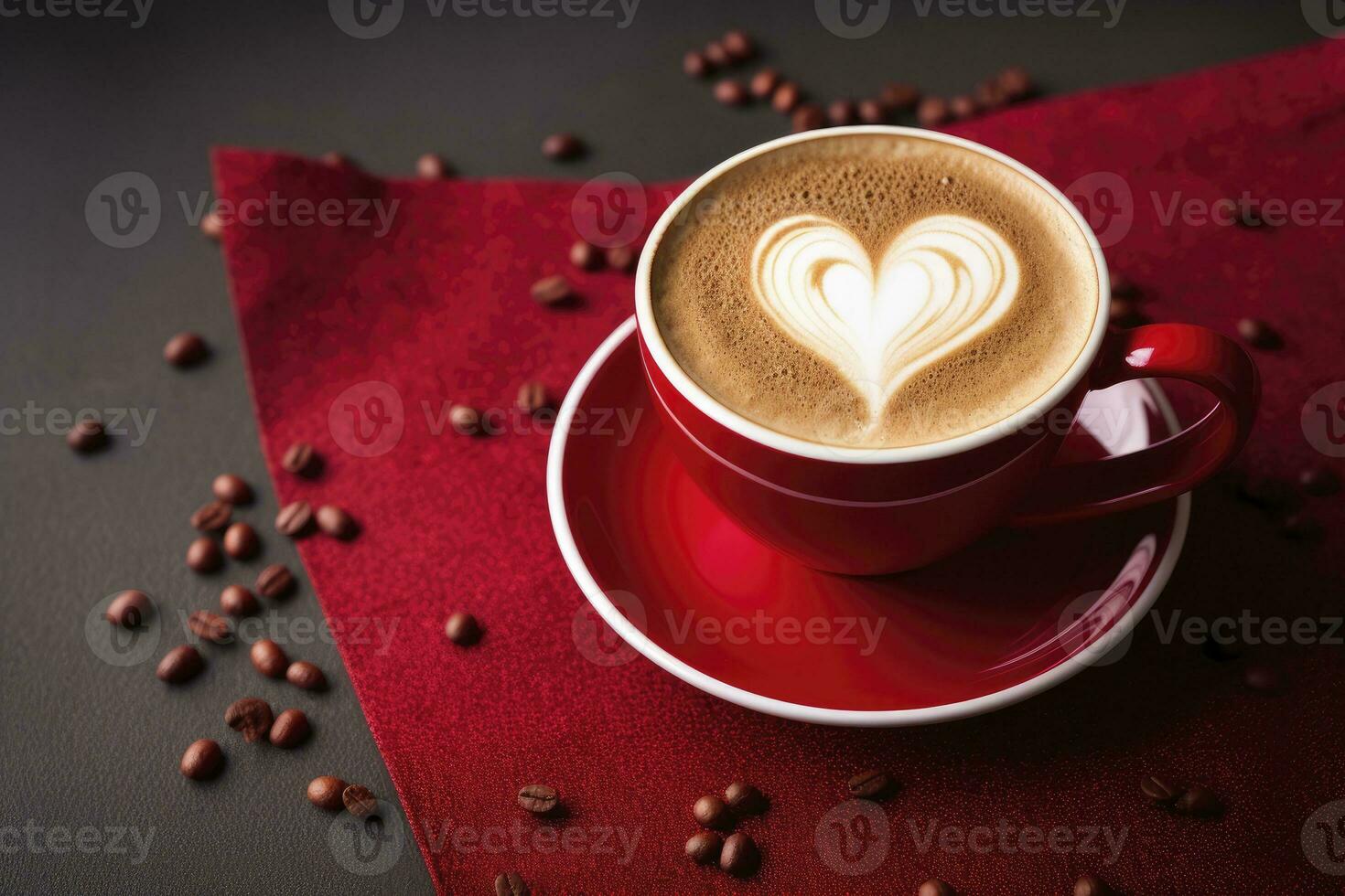 AI generated Valentine's Day Coffee. AI Generated photo