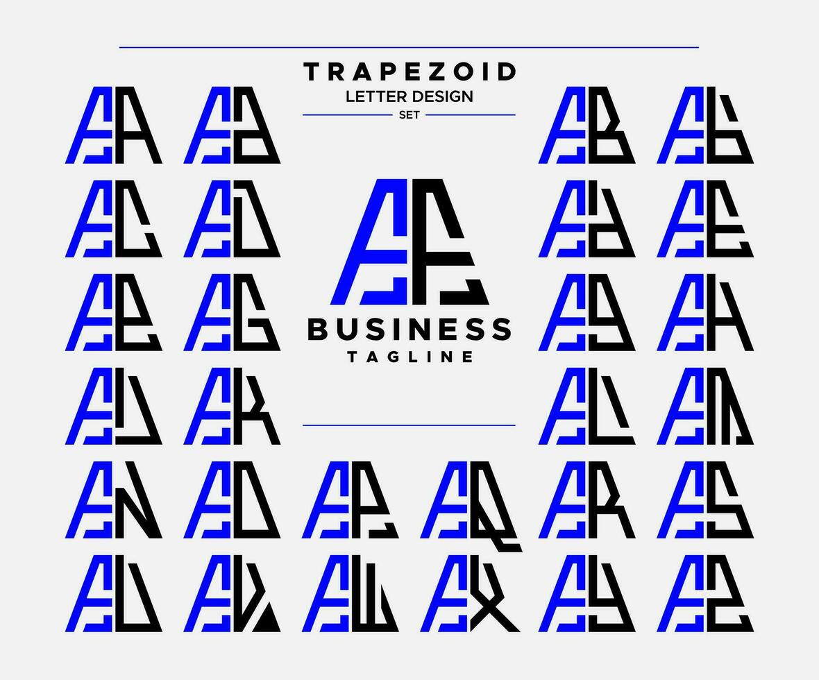 Modern line abstract trapezoid letter F FF logo design set vector