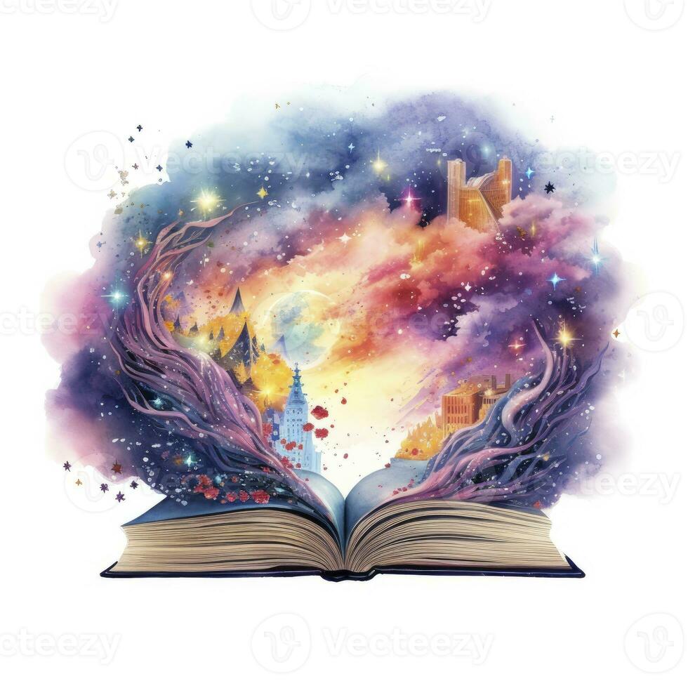 AI generated Galaxy celestial fantasy book watercolor for T-shirt Design. AI Generated photo