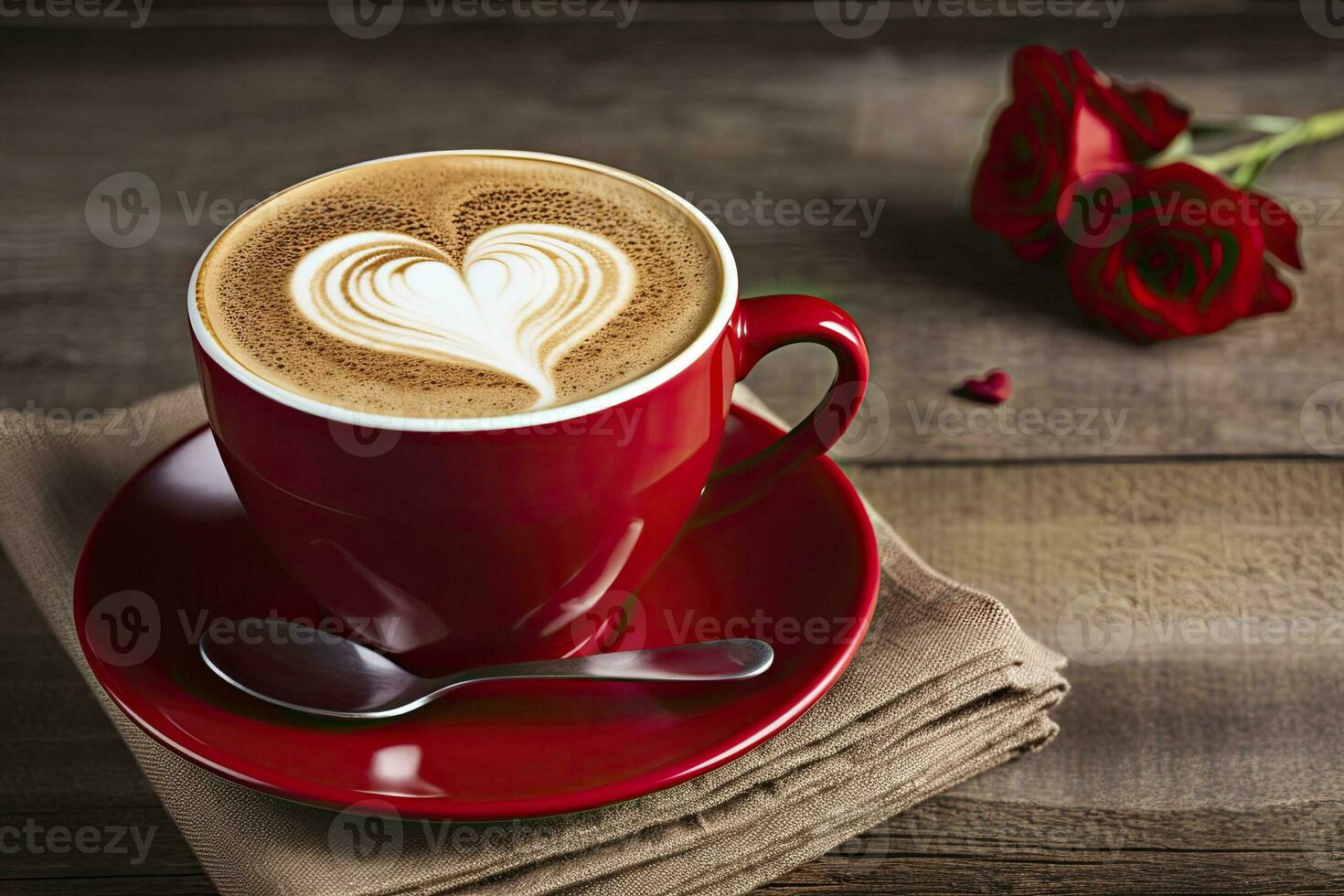 AI generated Valentine's Day Coffee. AI Generated photo