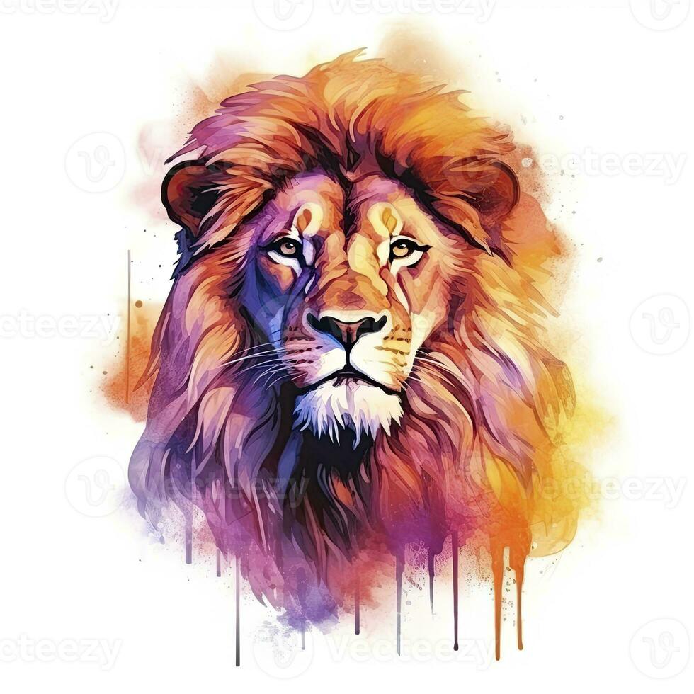 AI generated Watercolor Lion on a white background. For T-shirt Design. AI Generated photo