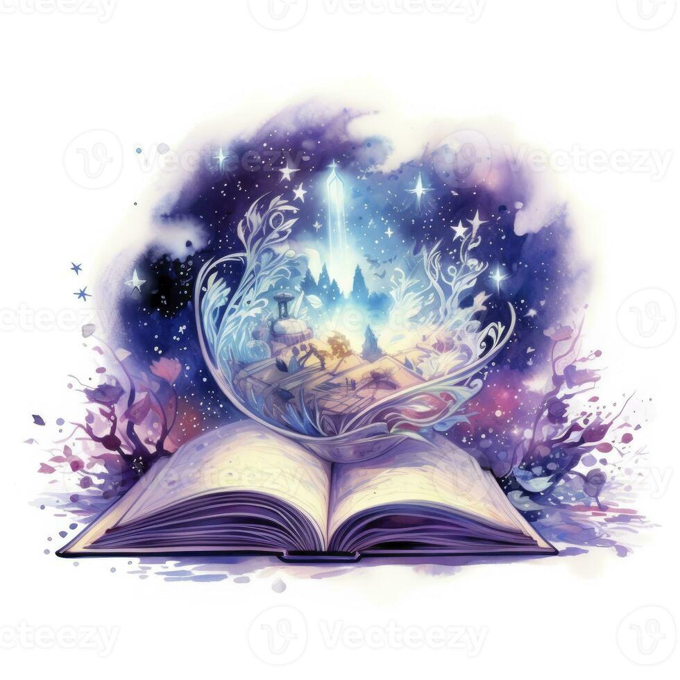 AI generated Galaxy celestial fantasy book watercolor for T-shirt Design. AI Generated photo