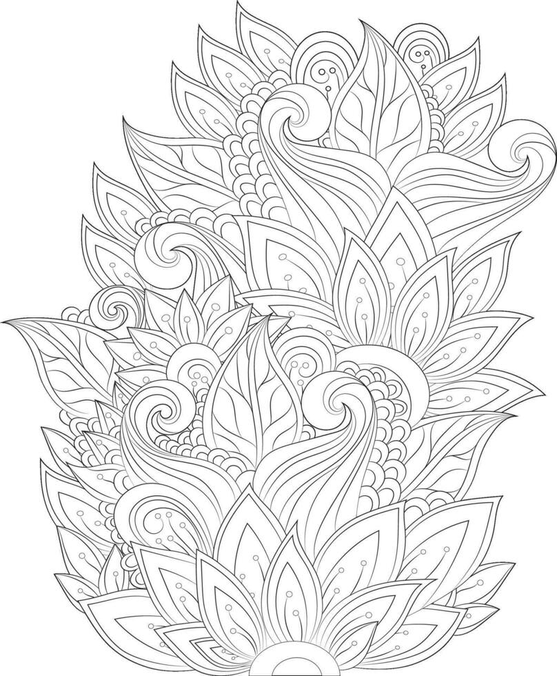 Flower Mandala Adults Coloring Page vector