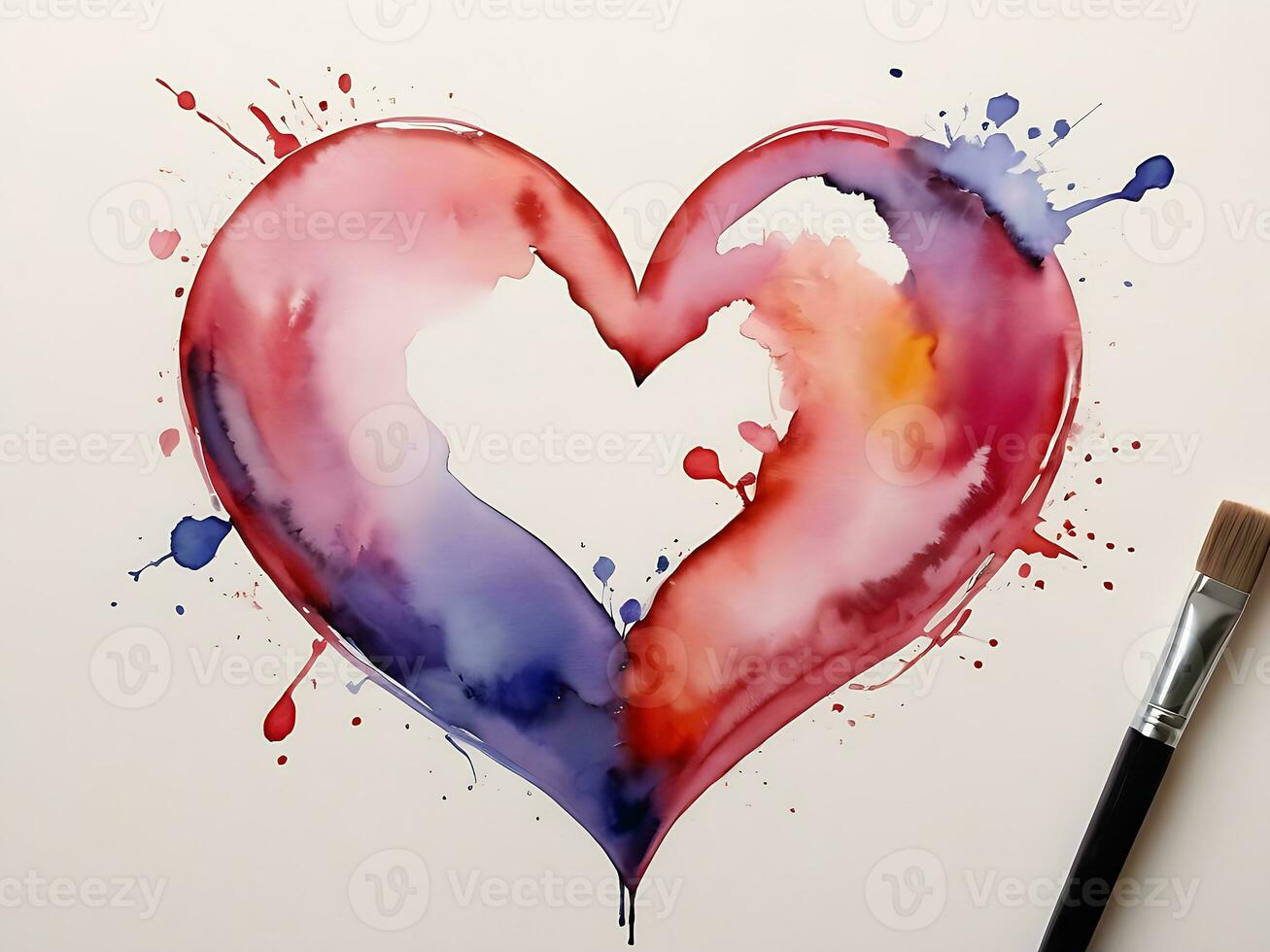 AI generated Watercolor Heart Art Love, Relationships, and 3D Valentine's Day Concep photo