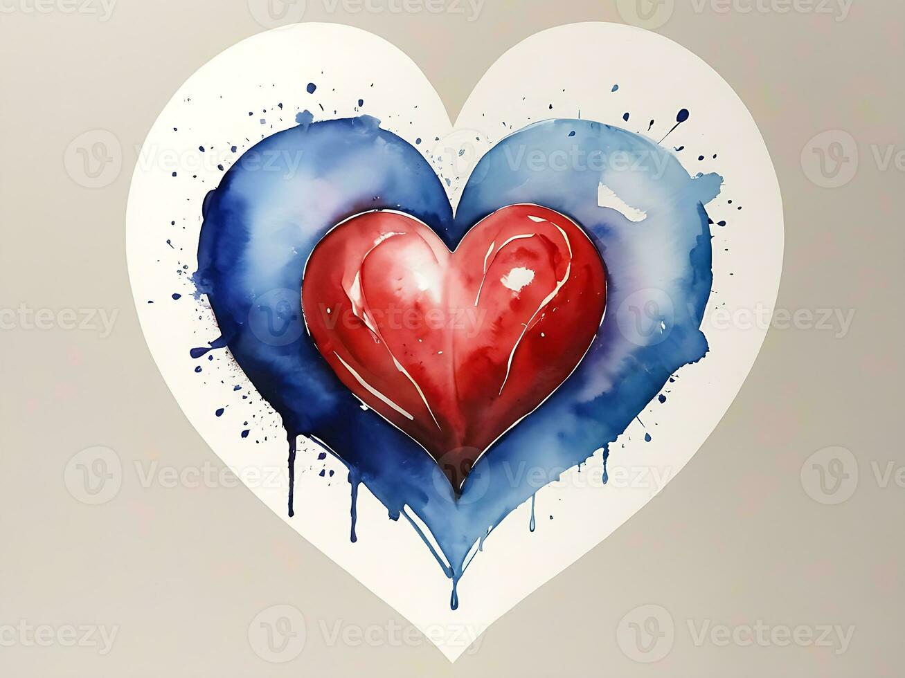AI generated Watercolor Heart Art Love, Relationships, and 3D Valentine's Day Concep photo