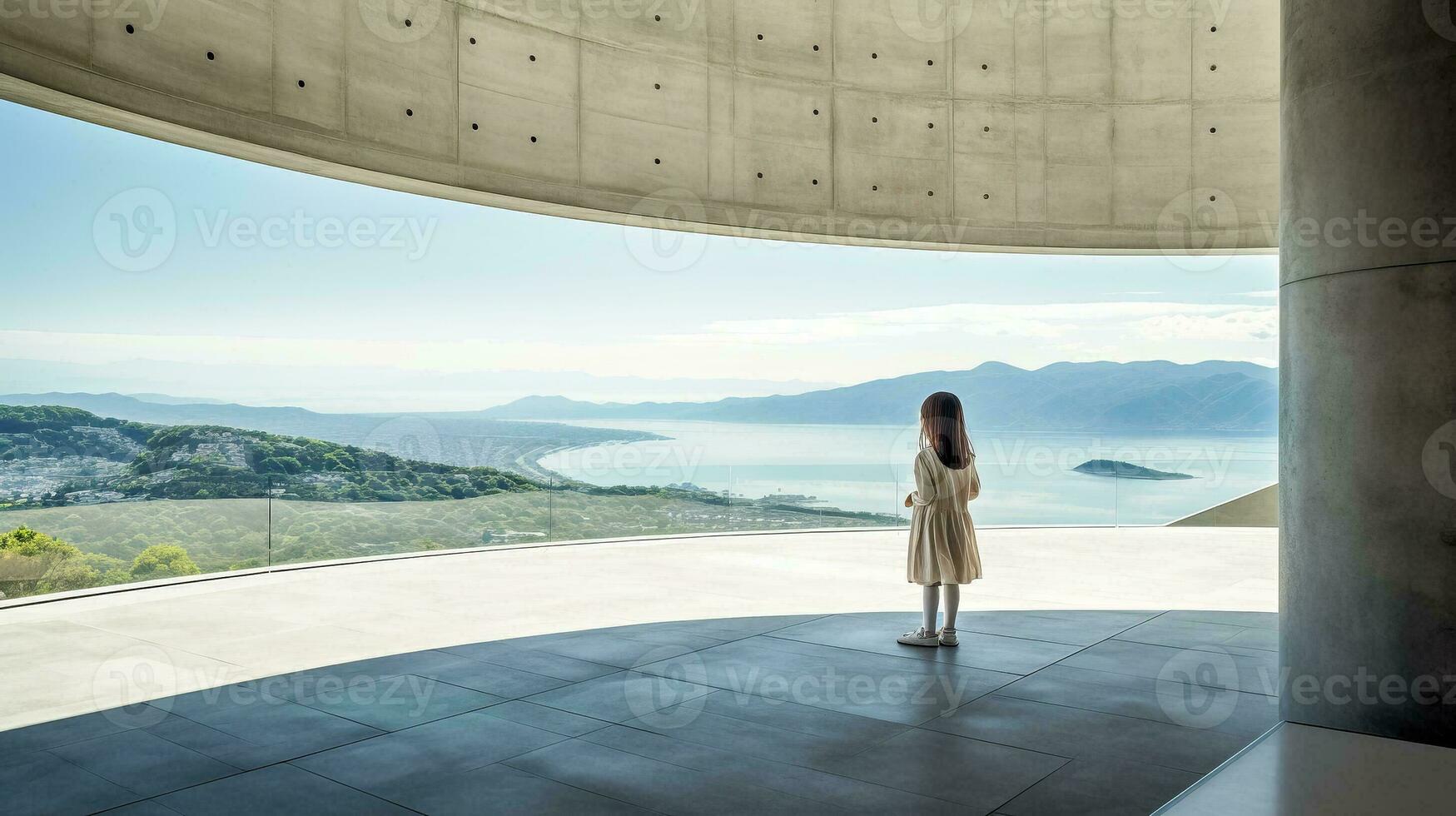 AI generated Woman Standing in Front of Large Window photo