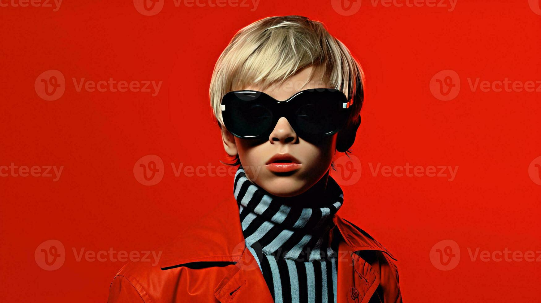 AI generated Boy Wearing Sunglasses and Scarf photo