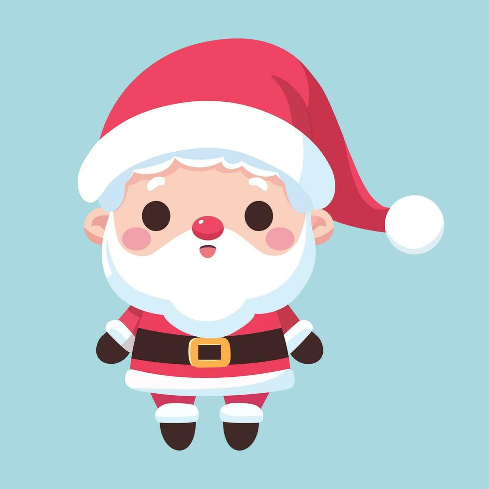 linda contento Papa Noel claus personaje aislado en agua antecedentes en plano estilo. Navidad tema diseño elemento vector dibujos animados ilustración.