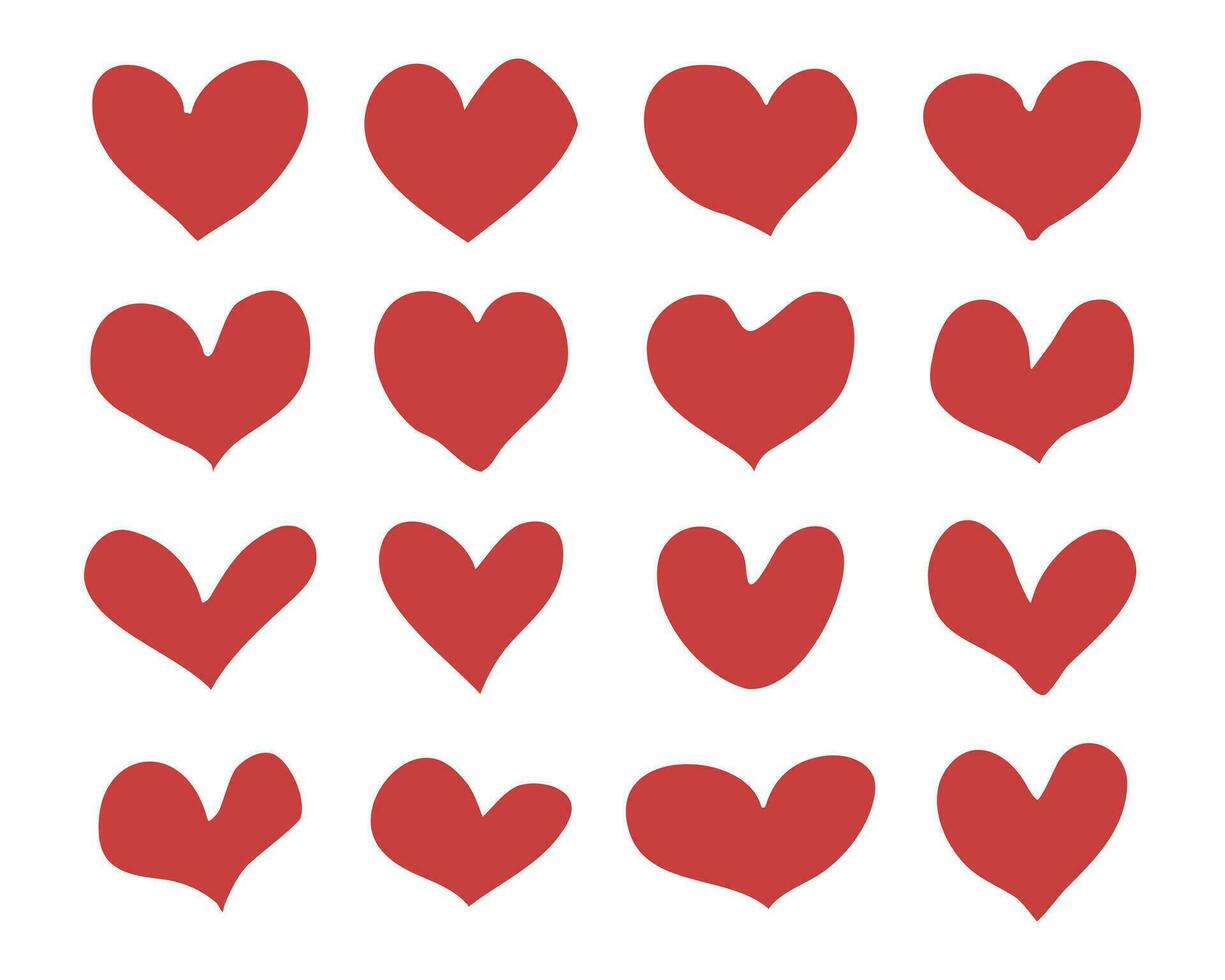conjunto de corazones. diseño elementos para san valentin día. mano dibujado corazones recopilación. vector ilustración aislado en un blanco antecedentes.