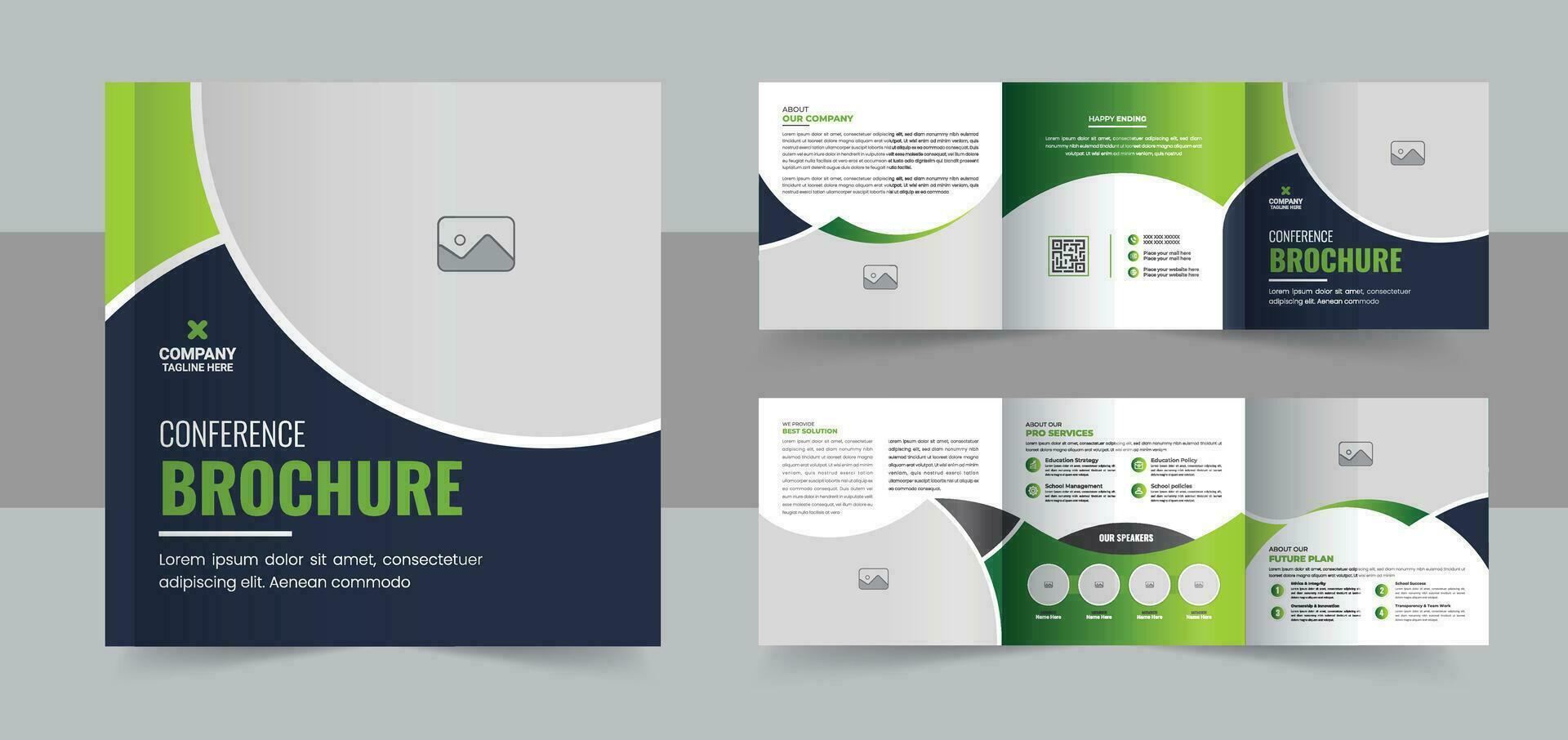 Creative conference square trifold brochure template, corporate square trifold brochure template or modern business trifold brochure design vector