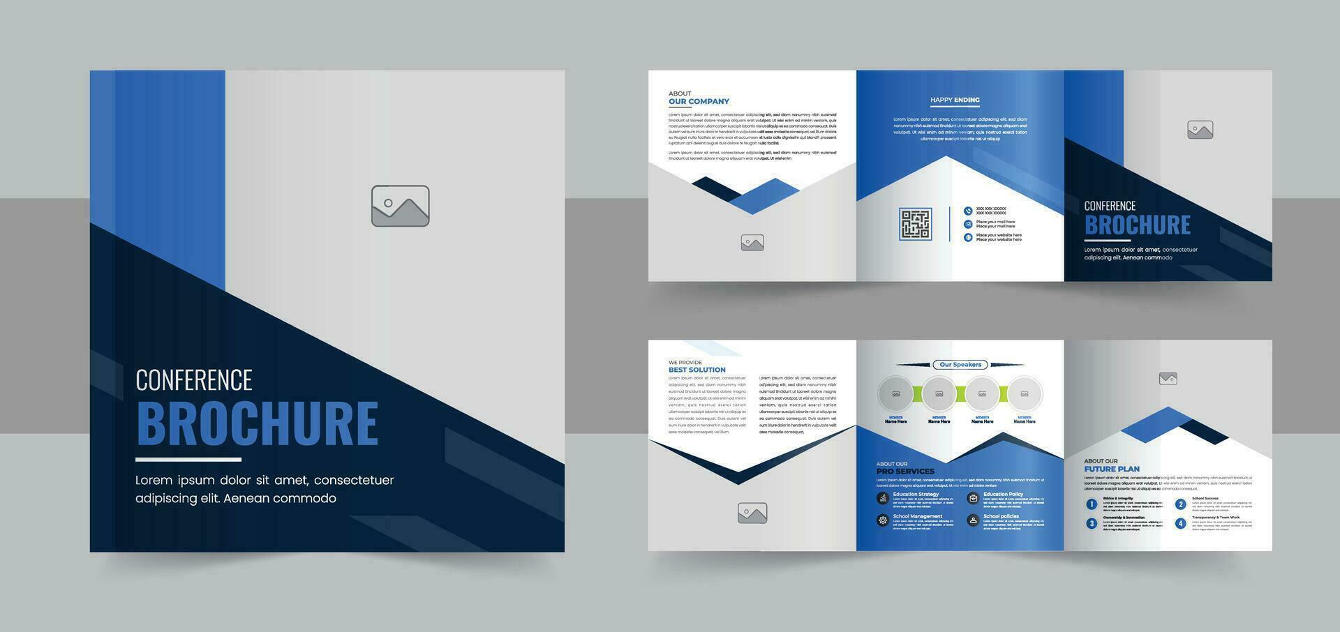 Creative conference square trifold brochure template, corporate square trifold brochure template or modern business trifold brochure vector