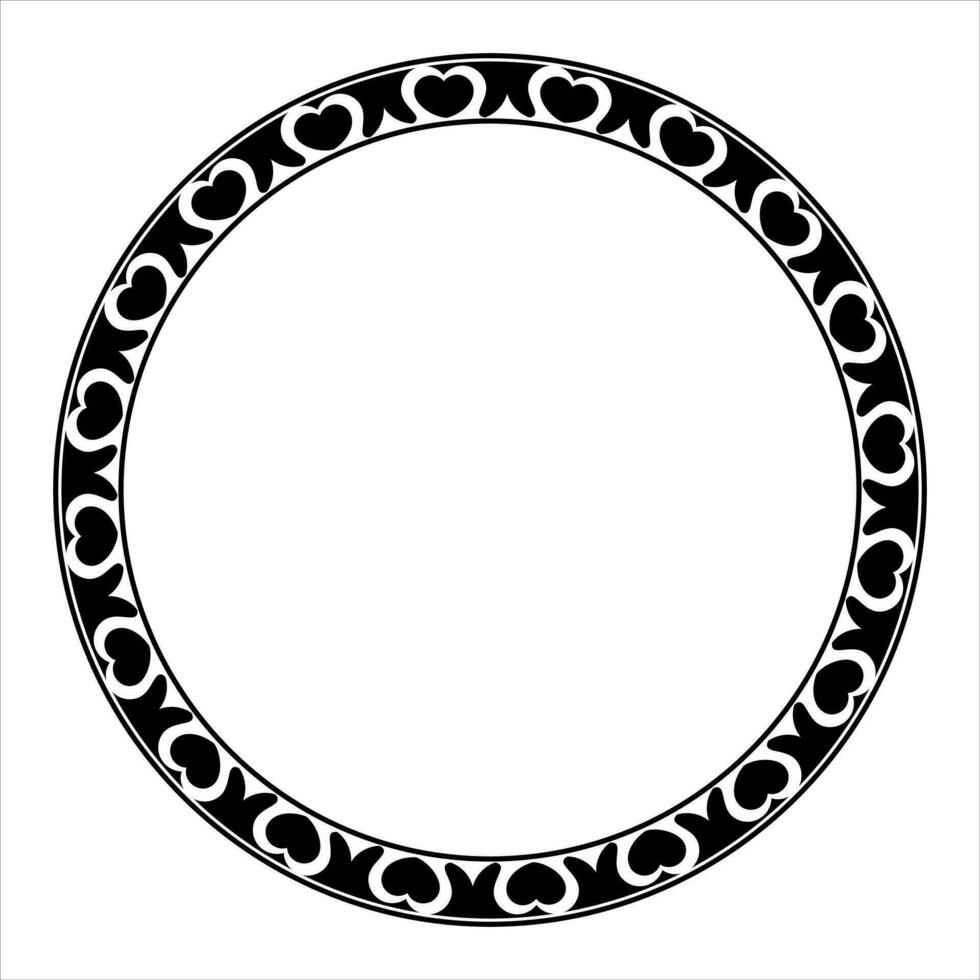 Decorative Border Round Frame Black and White vector