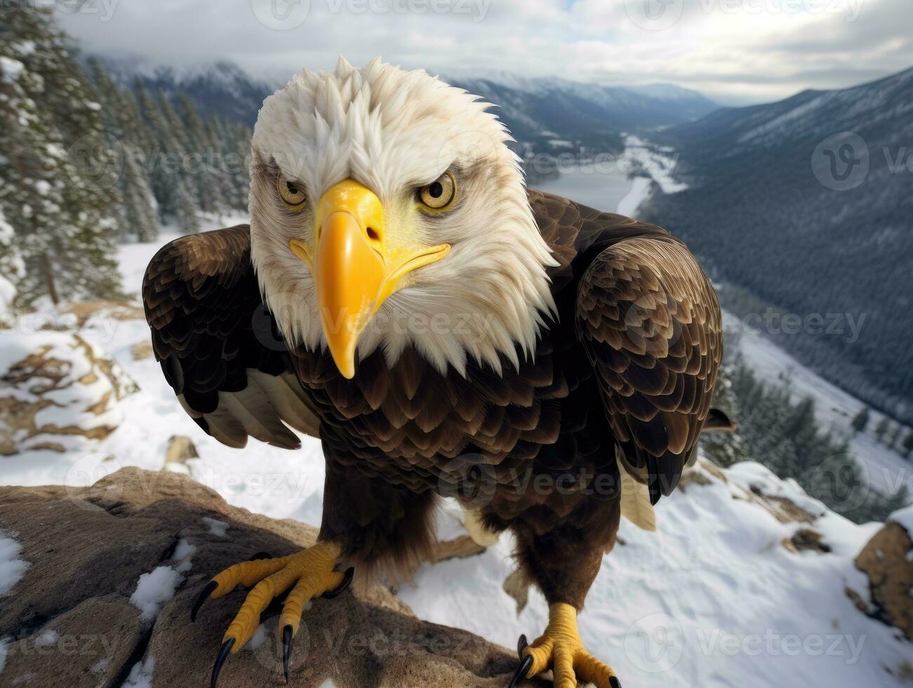 AI generated American bald eagle in the nature background photo