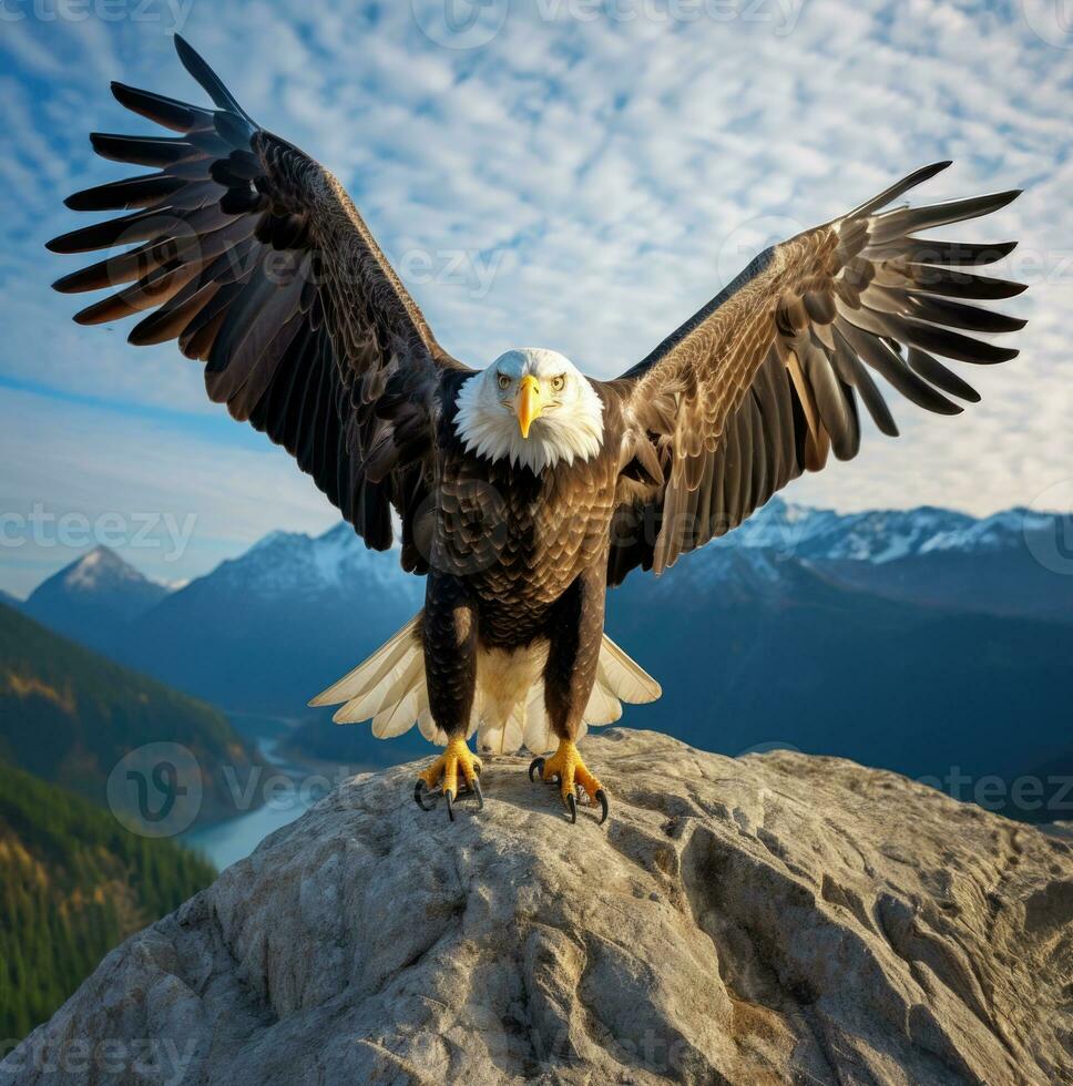 AI generated American bald eagle in the nature background photo