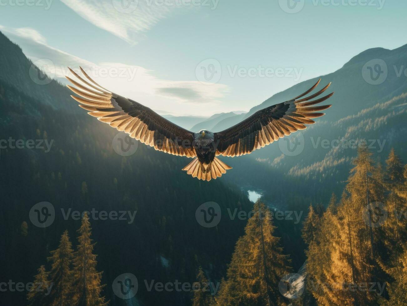 AI generated American bald eagle in the nature background photo