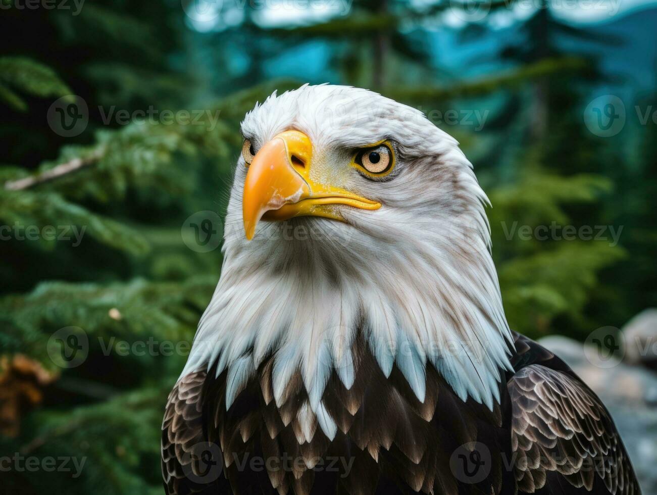 AI generated American bald eagle in the nature background photo