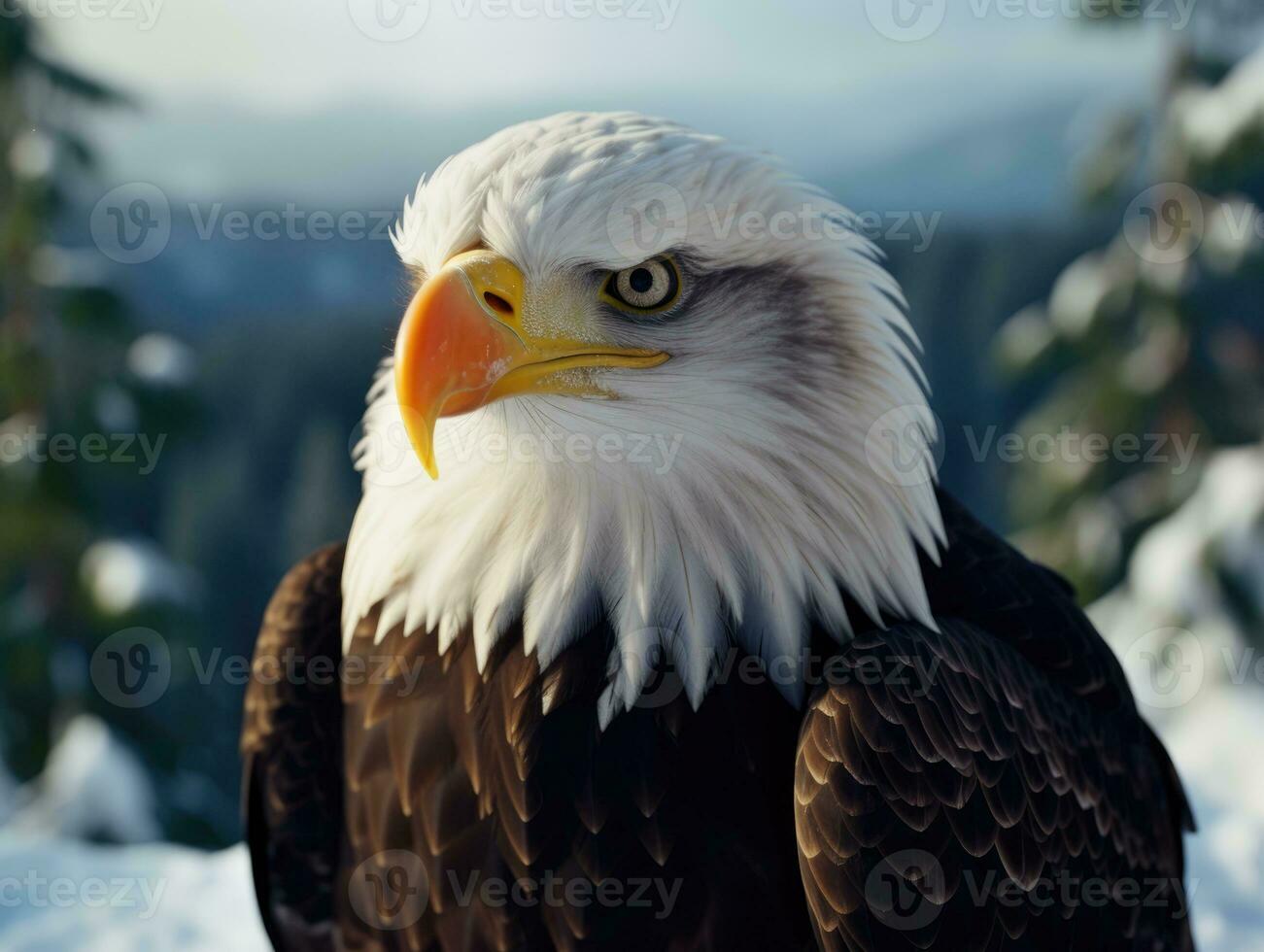 AI generated American bald eagle in the nature background photo