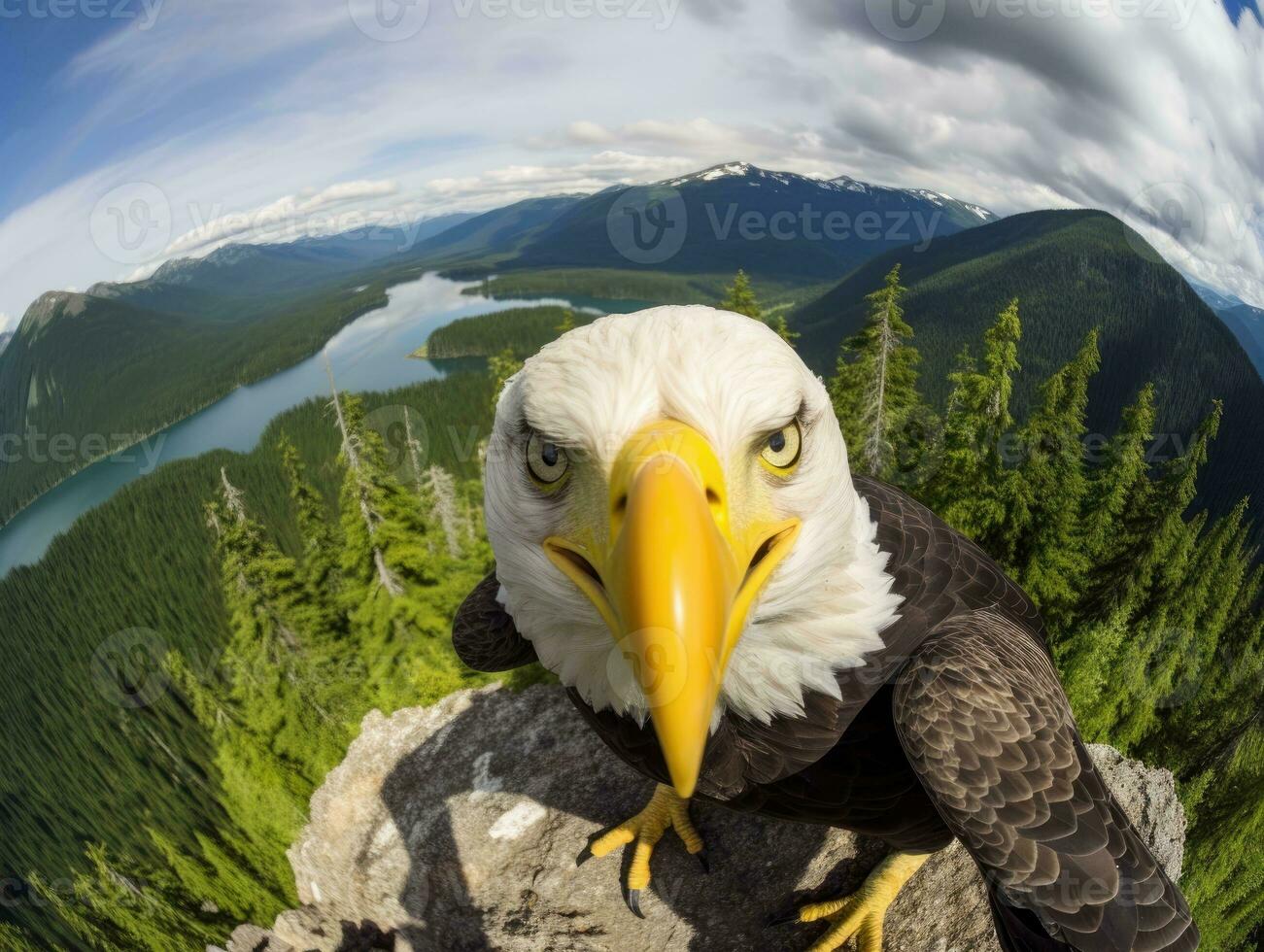 AI generated American bald eagle in the nature background photo